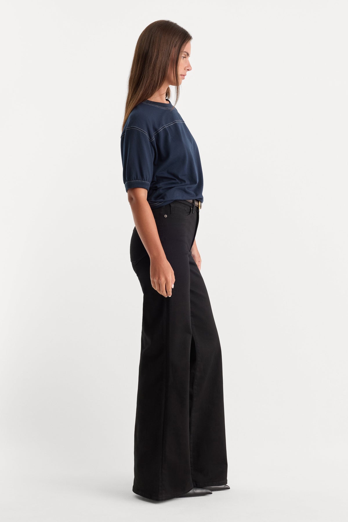 Luxury NEVER FADE GOOD WAIST PALAZZO JEANS BLACK