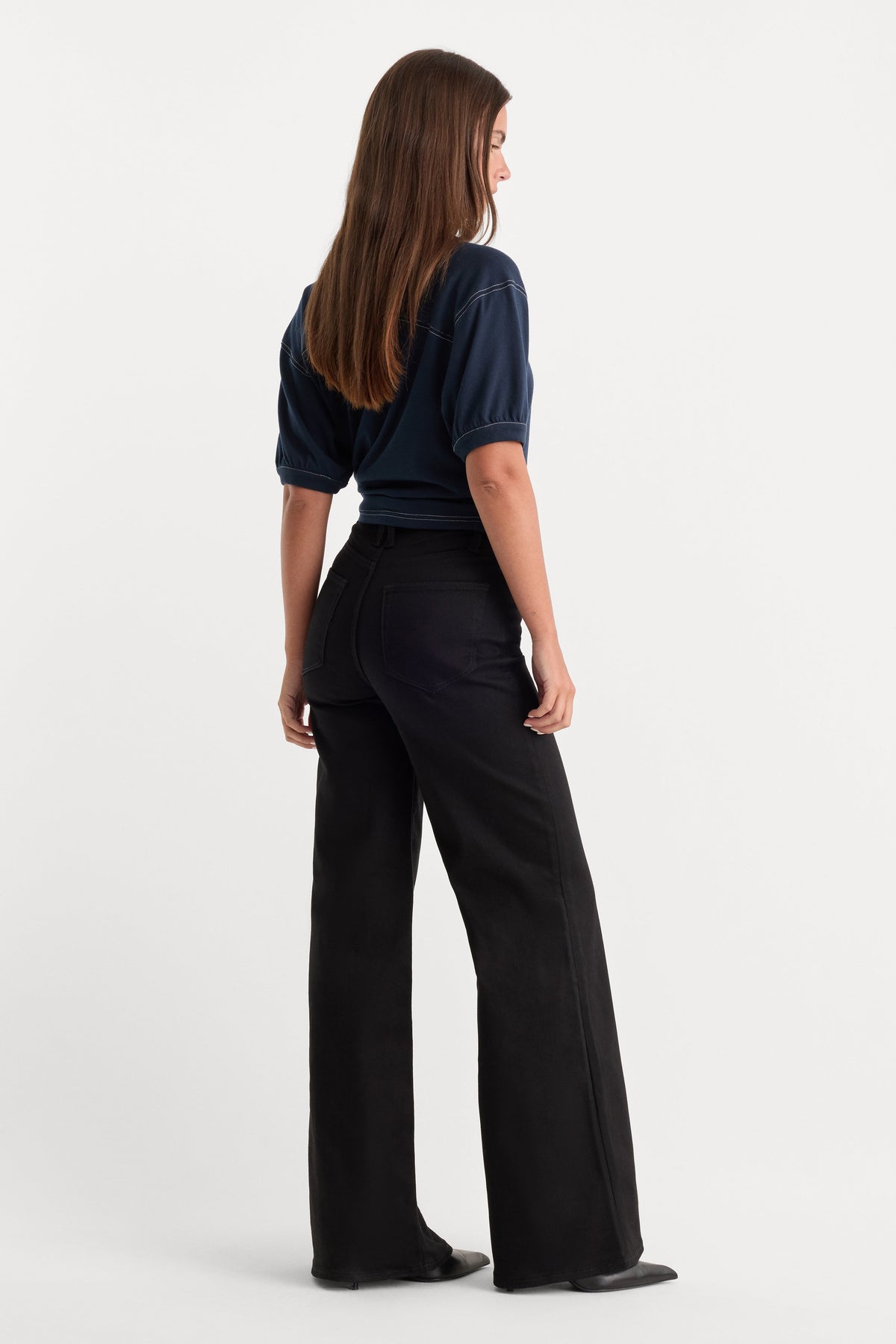 Luxury NEVER FADE GOOD WAIST PALAZZO JEANS BLACK