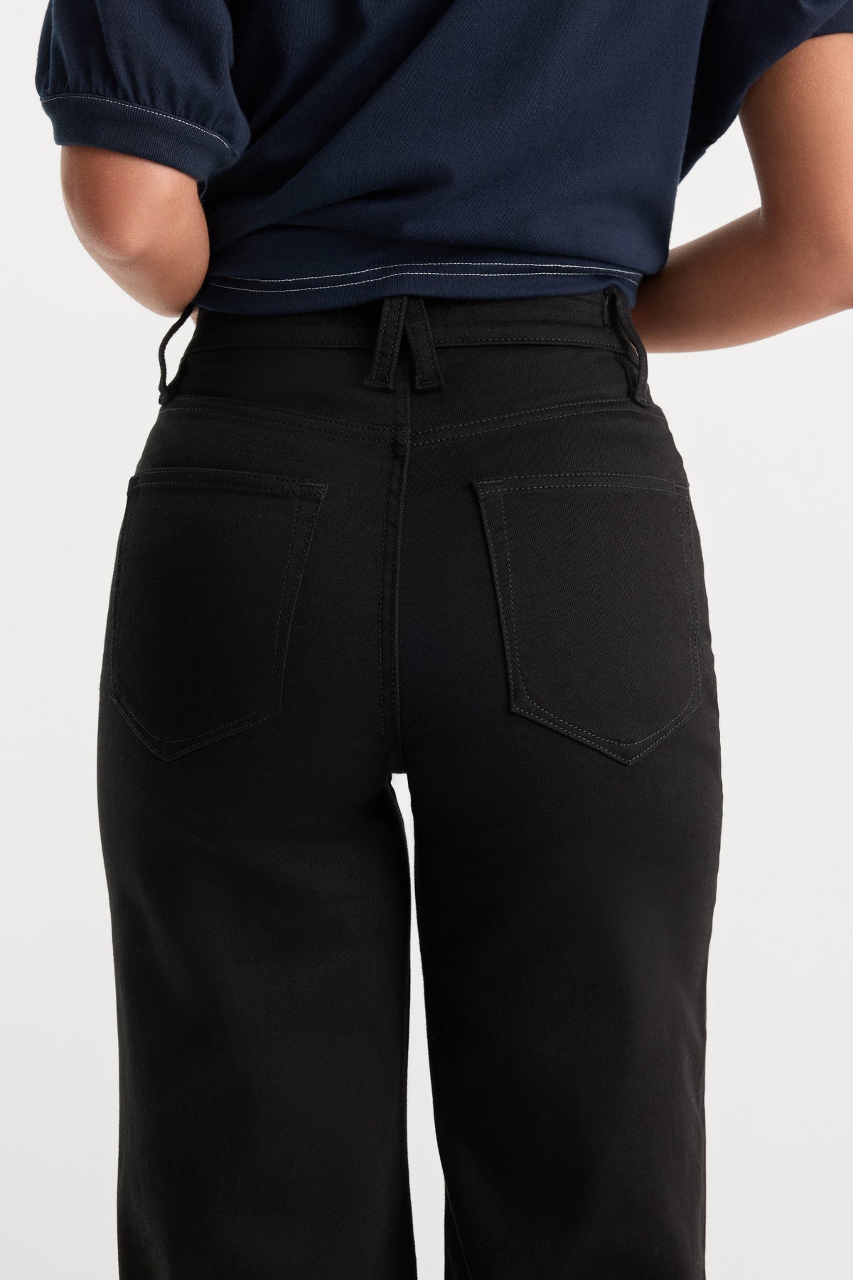 Luxury NEVER FADE GOOD WAIST PALAZZO JEANS BLACK