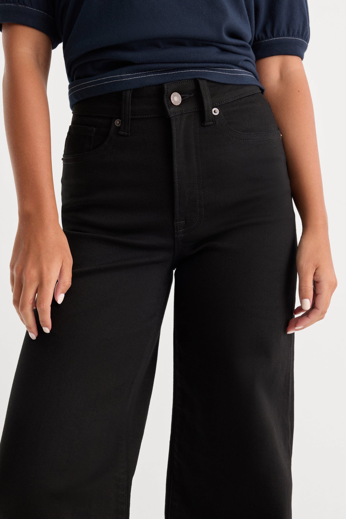 Luxury NEVER FADE GOOD WAIST PALAZZO JEANS BLACK