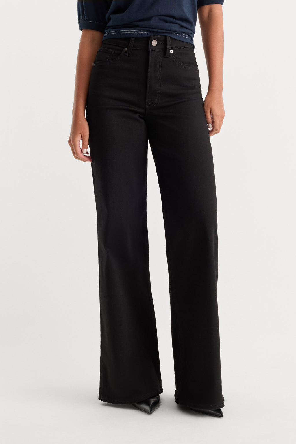 Luxury NEVER FADE GOOD WAIST PALAZZO JEANS BLACK