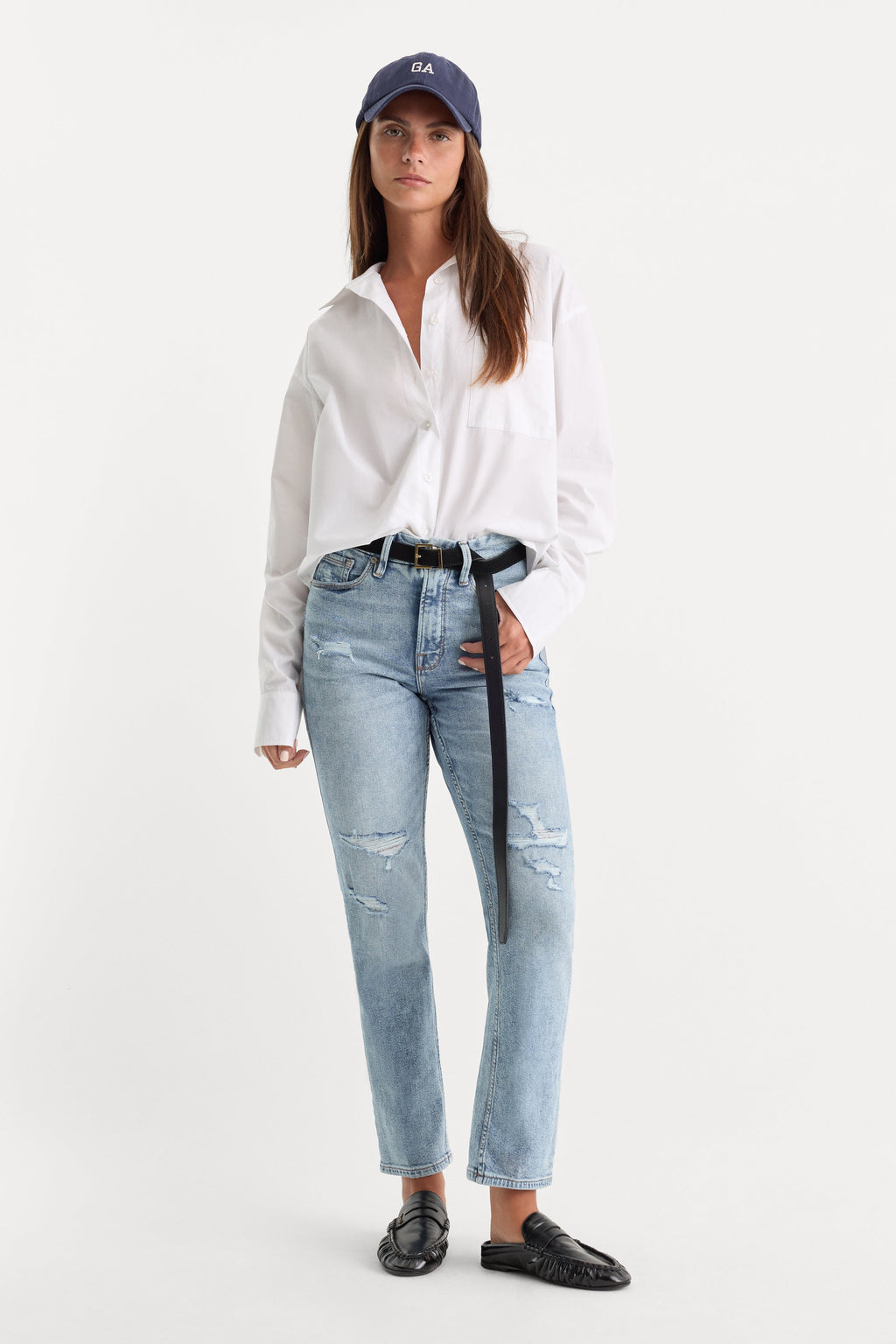 Luxury GOOD ICON STRAIGHT ANKLE JEANS INDIGO1078
