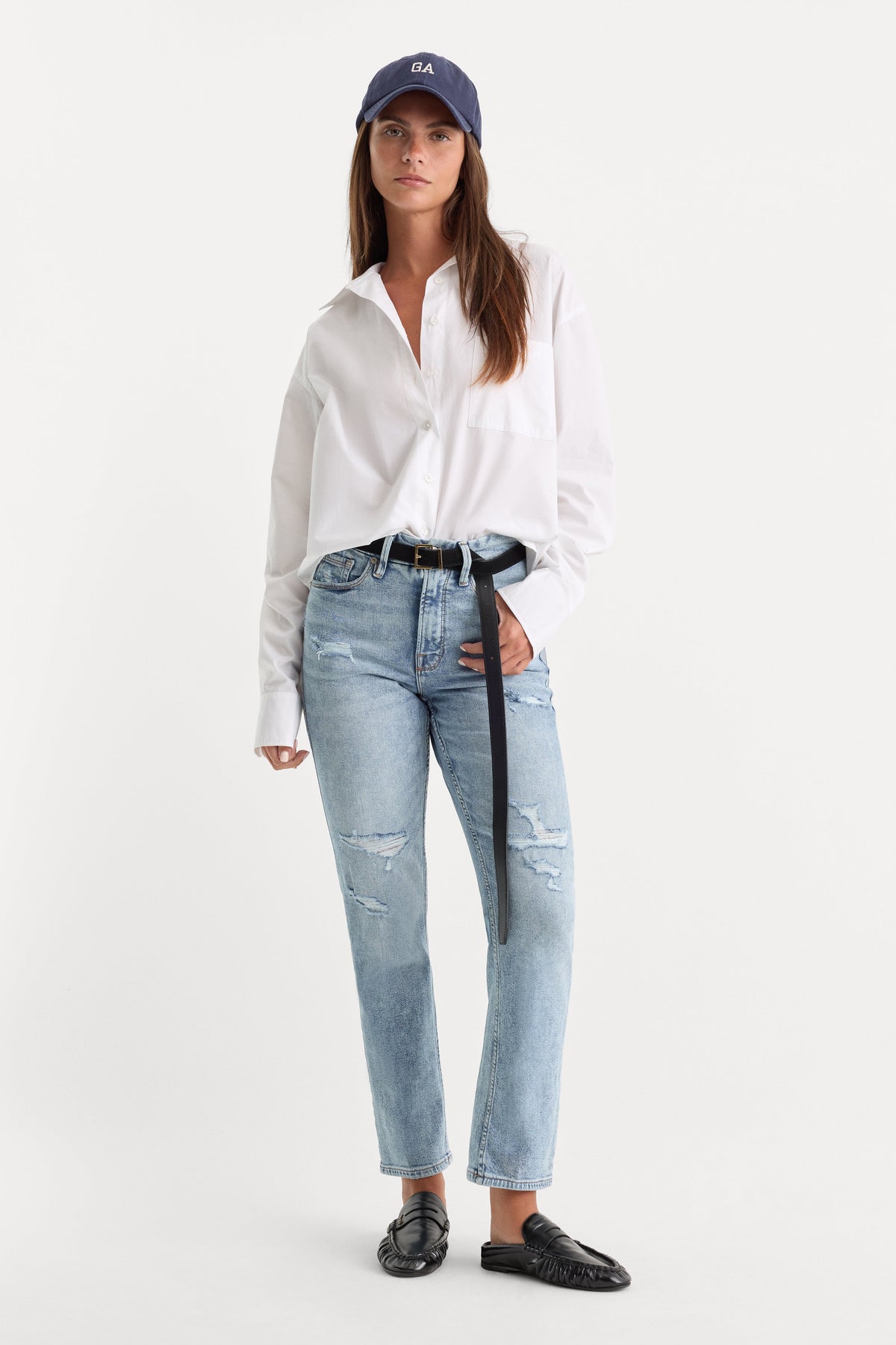 Luxury GOOD ICON STRAIGHT ANKLE JEANS INDIGO1078