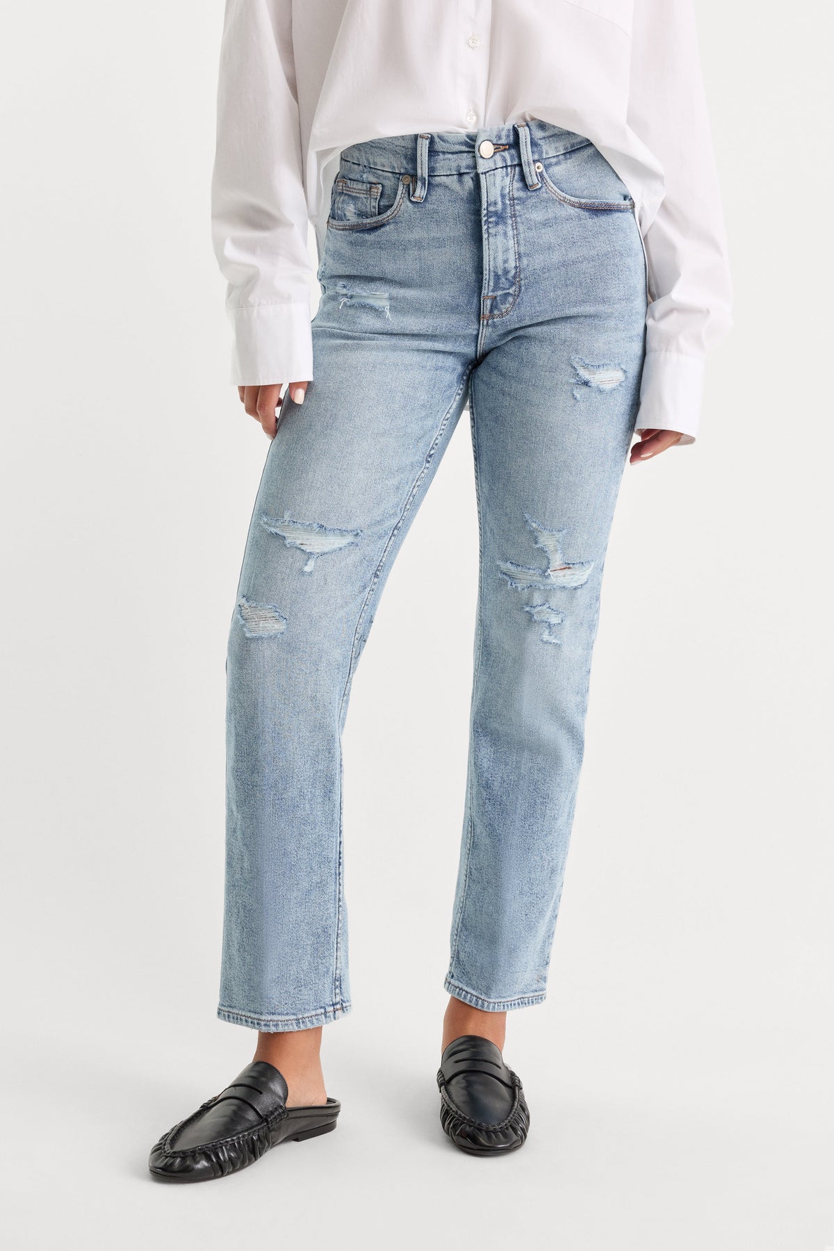 Luxury GOOD ICON STRAIGHT ANKLE JEANS INDIGO1078