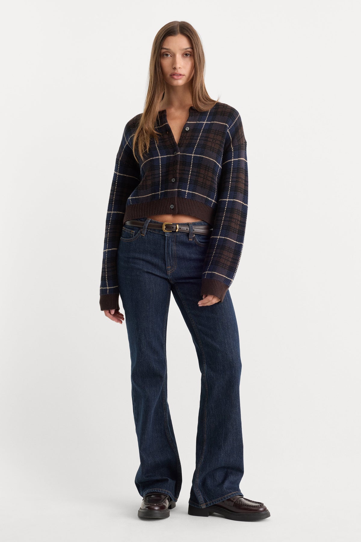 Luxury THE JACQUARD CARDIGAN CHOCOLATE PLAID