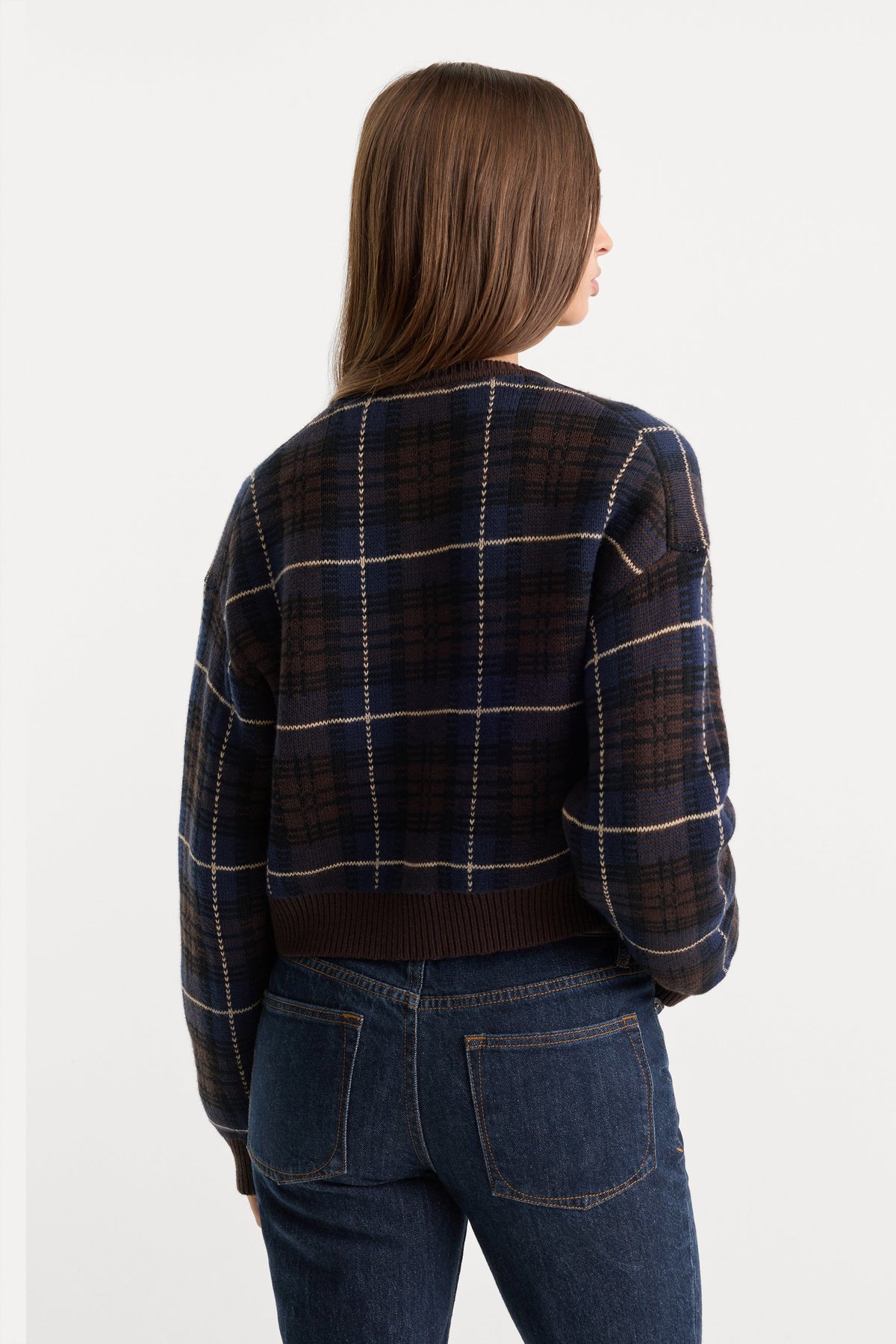 Luxury THE JACQUARD CARDIGAN CHOCOLATE PLAID