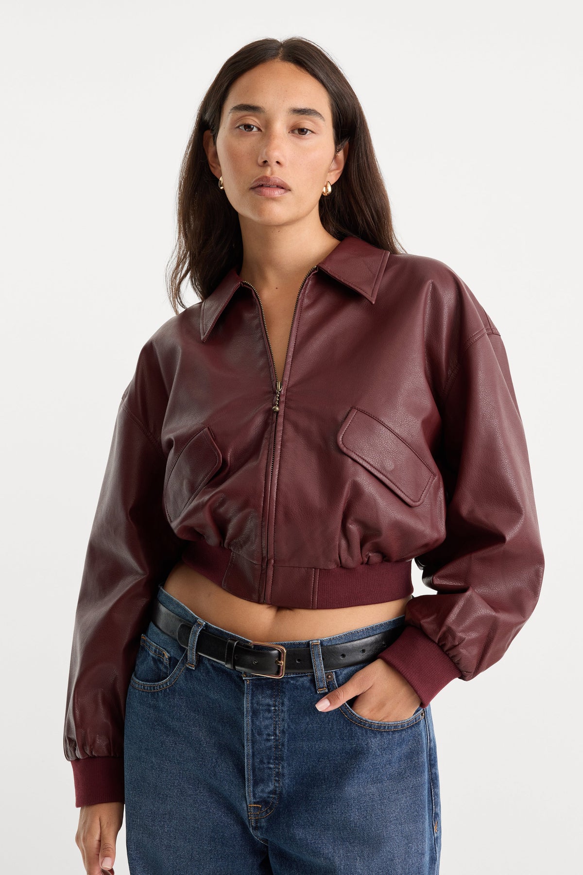 Luxury THE BETTER THAN LEATHER BOMBER JACKET BERRY NOIR