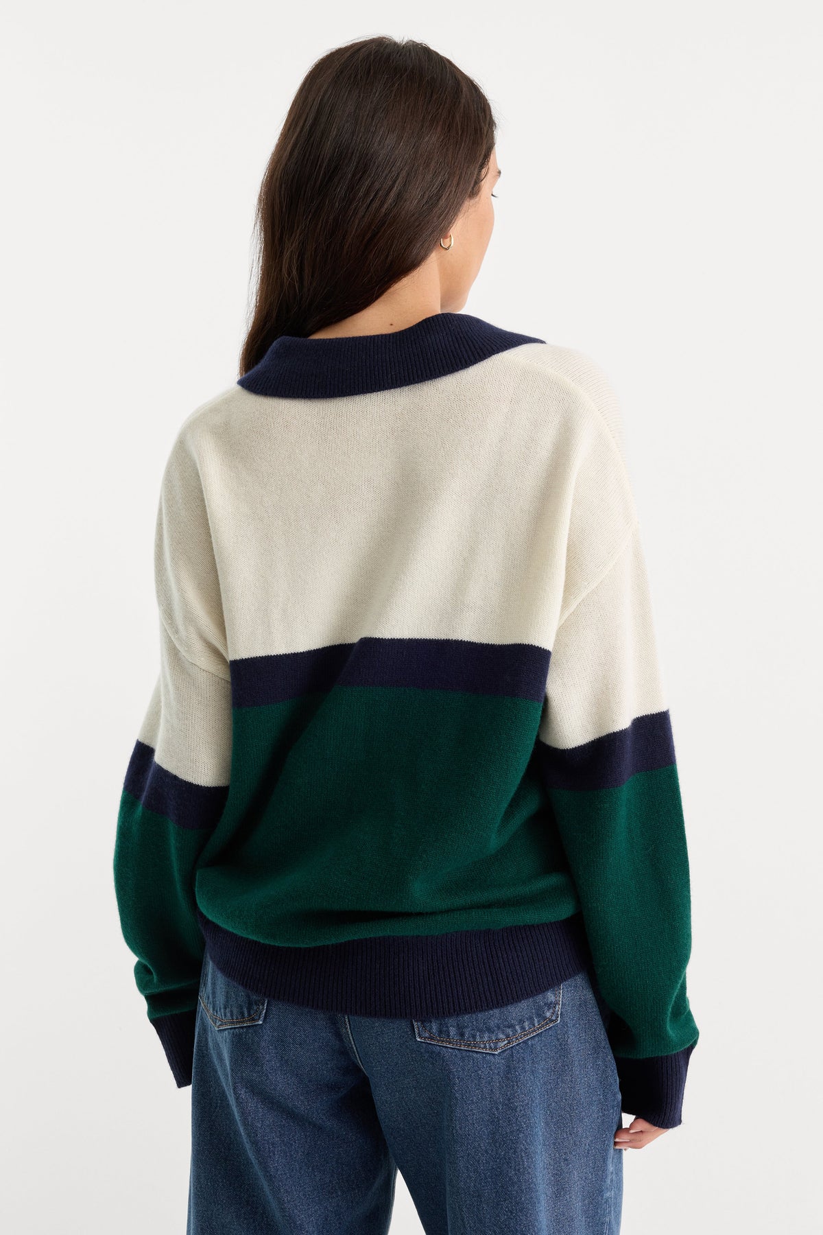 Luxury THE OVERSIZED RUGBY SWEATER FOREST BLOCKED STRIPE