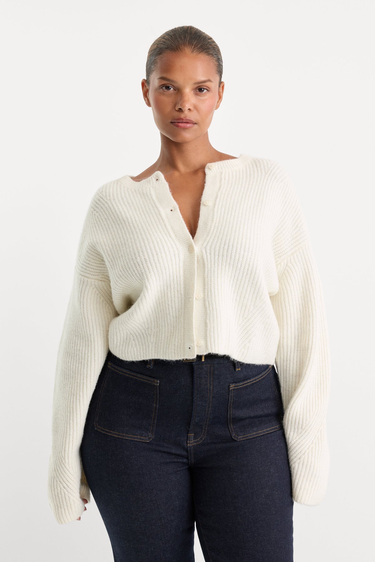 Luxury THE CHUNKY KNIT CARDIGAN CHALK