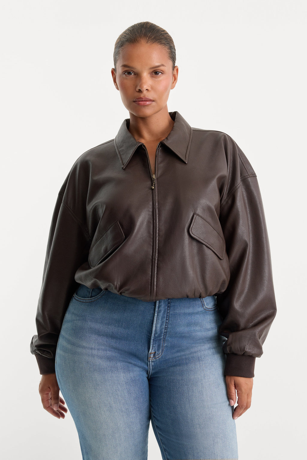 Luxury THE BETTER THAN LEATHER BOMBER JACKET ESPRESSO