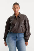 Luxury THE BETTER THAN LEATHER BOMBER JACKET ESPRESSO