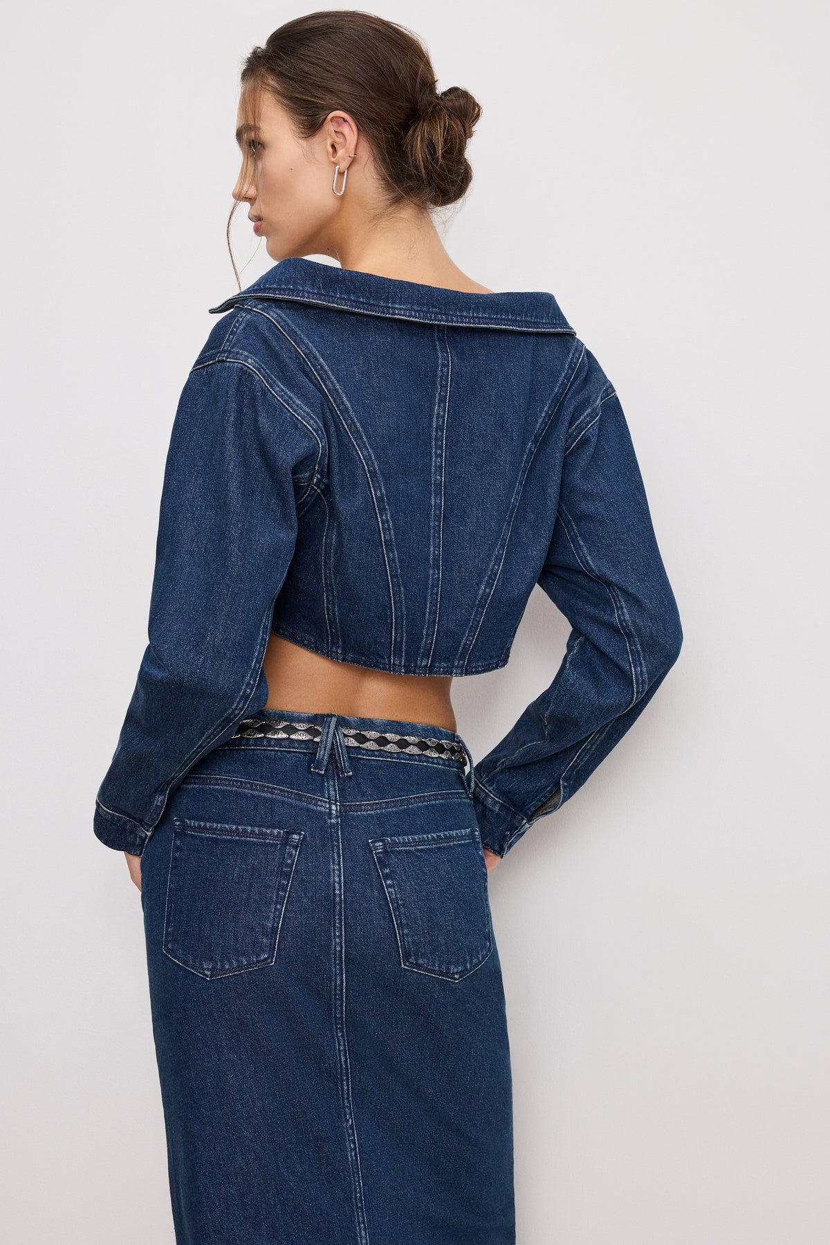 Luxury DENIM OFF SHOULDER TOP INDIGO724