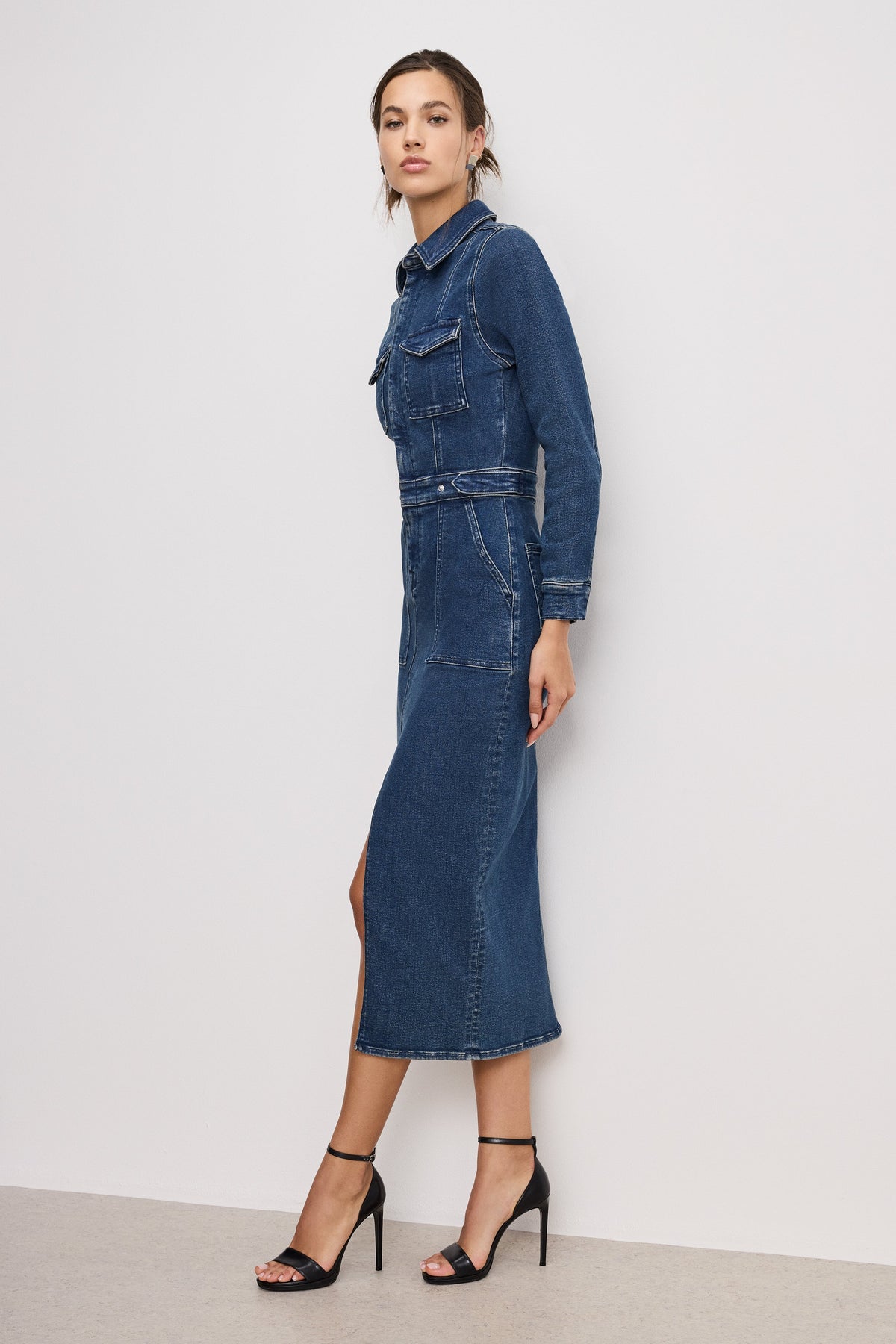 Luxury FIT FOR SUCCESS LONG SLEEVE MIDI DRESS INDIGO724