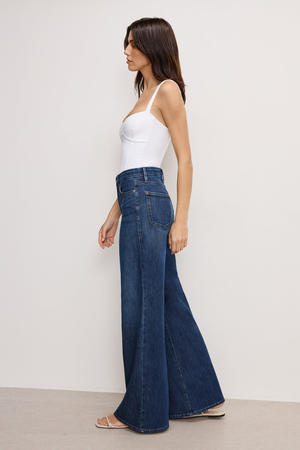Luxury SOFT TECH GOOD WAIST PALAZZO JEANS INDIGO977