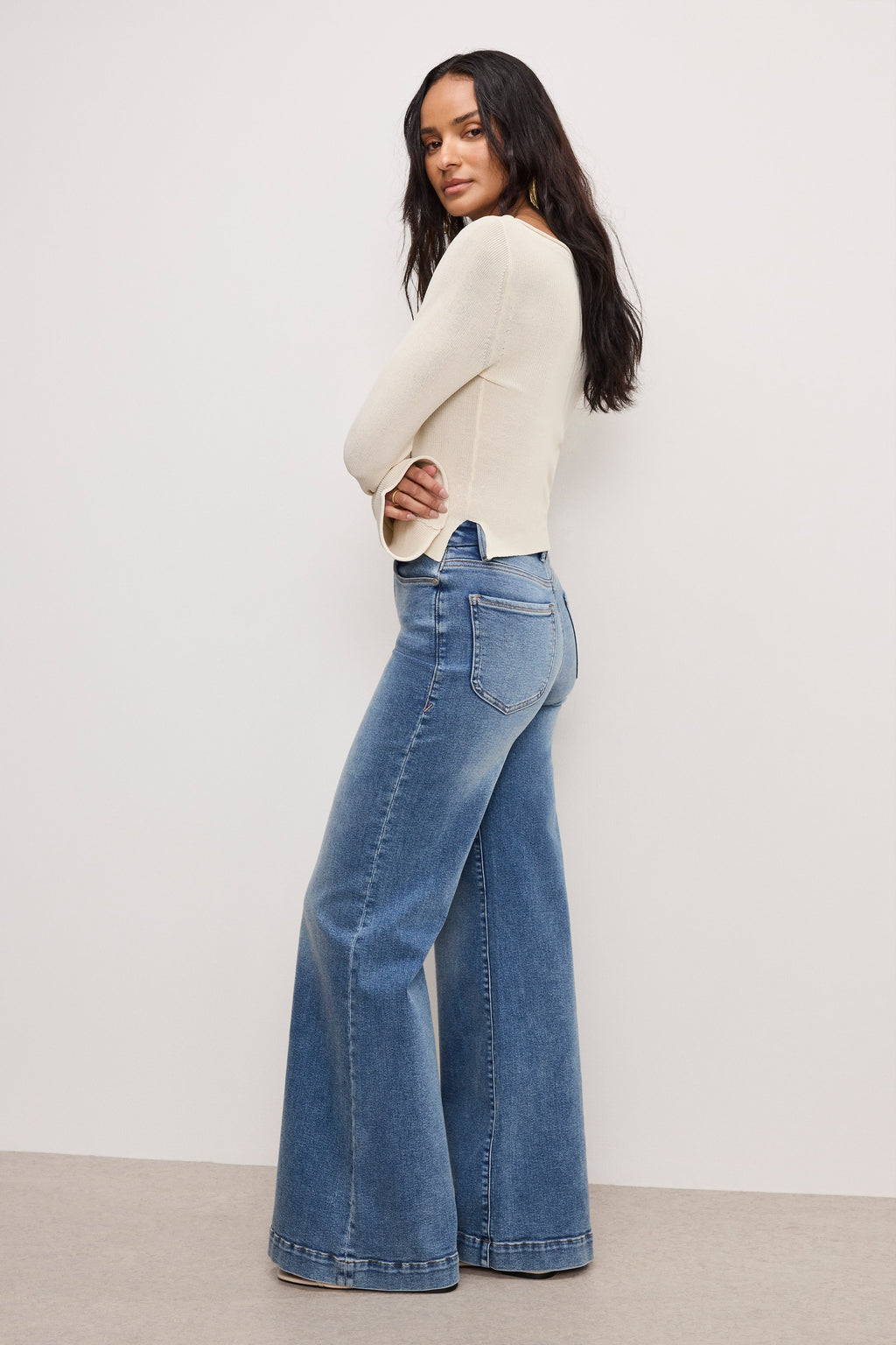 Luxury GOOD WAIST PALAZZO COMPRESSION JEANS INDIGO837