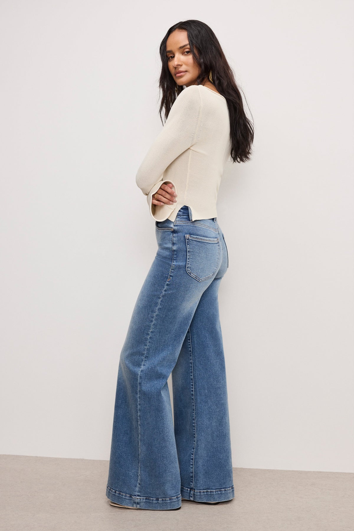 Luxury GOOD WAIST PALAZZO COMPRESSION JEANS INDIGO837