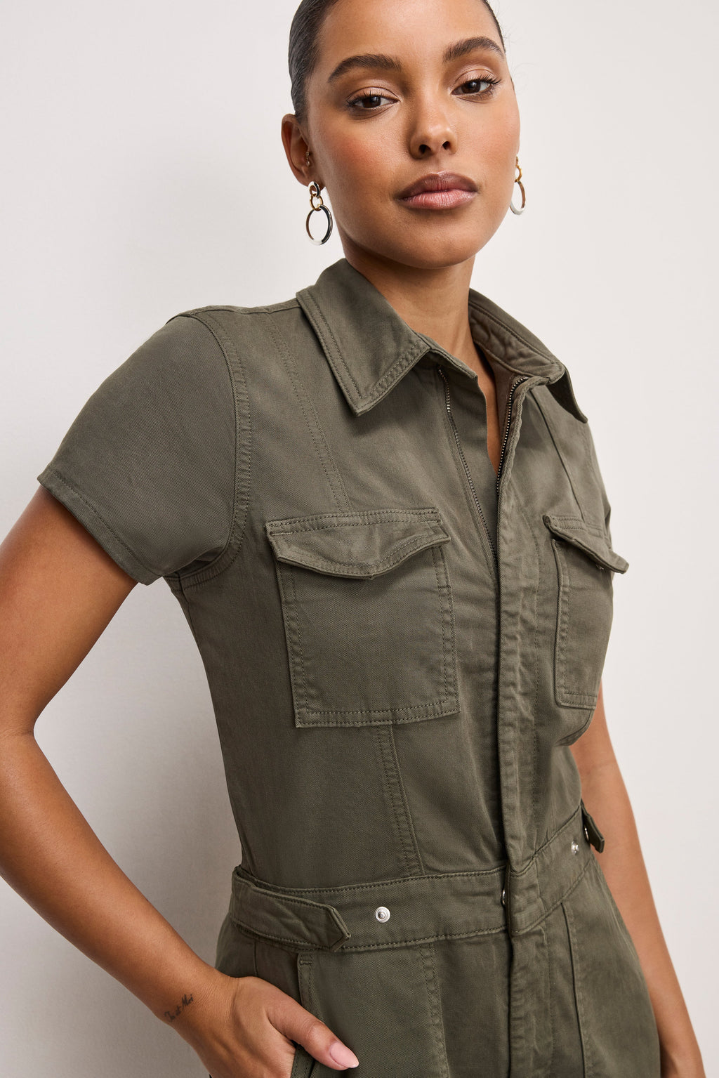 Luxury FIT FOR SUCCESS TWILL PALAZZO CROPPED JUMPSUIT FATIGUE001