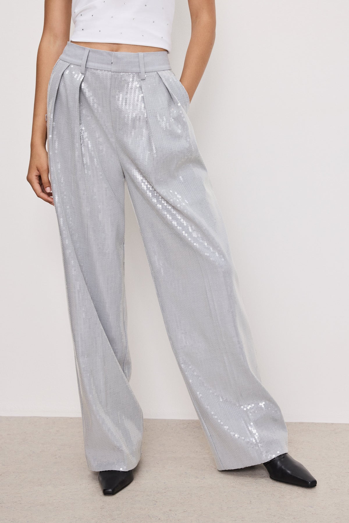Luxury GOOD 90s SEQUIN TROUSERS HEATHER GREY001
