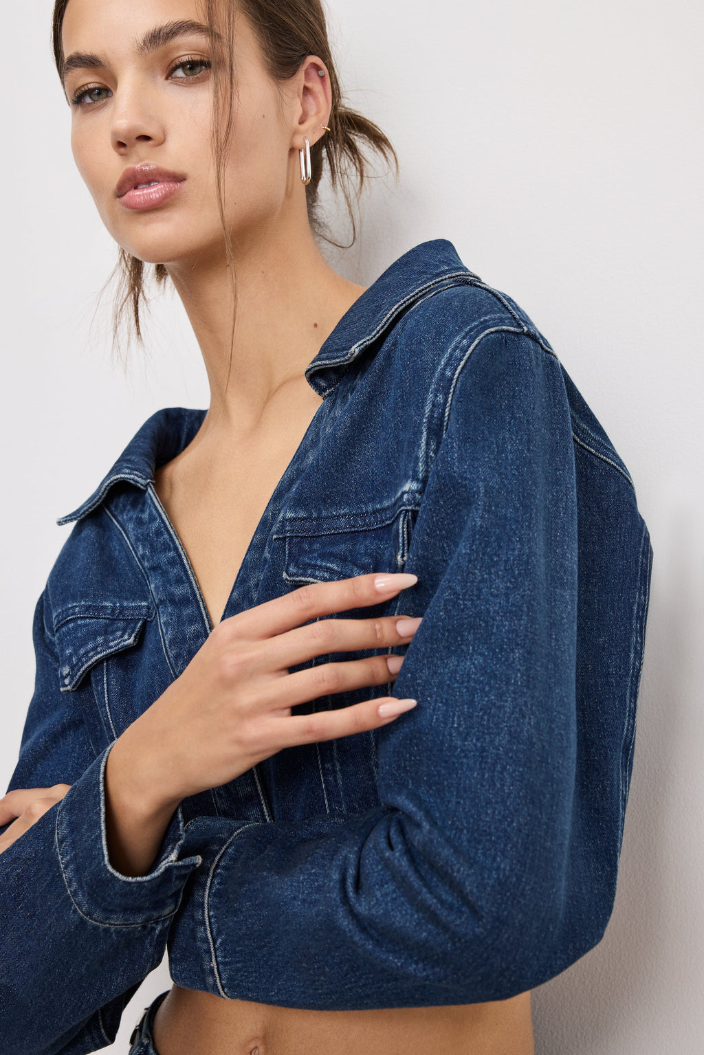 Luxury DENIM OFF SHOULDER TOP INDIGO724