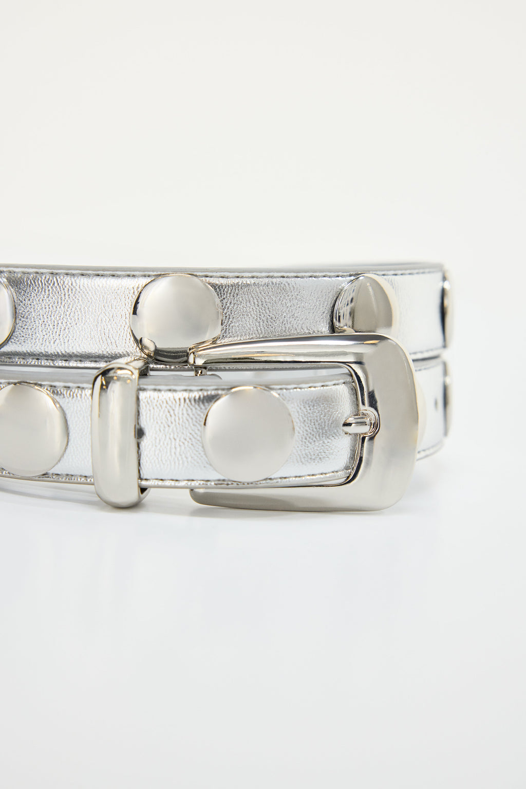 Luxury CLASSIC STUDDED SILVER BELT CHROME004