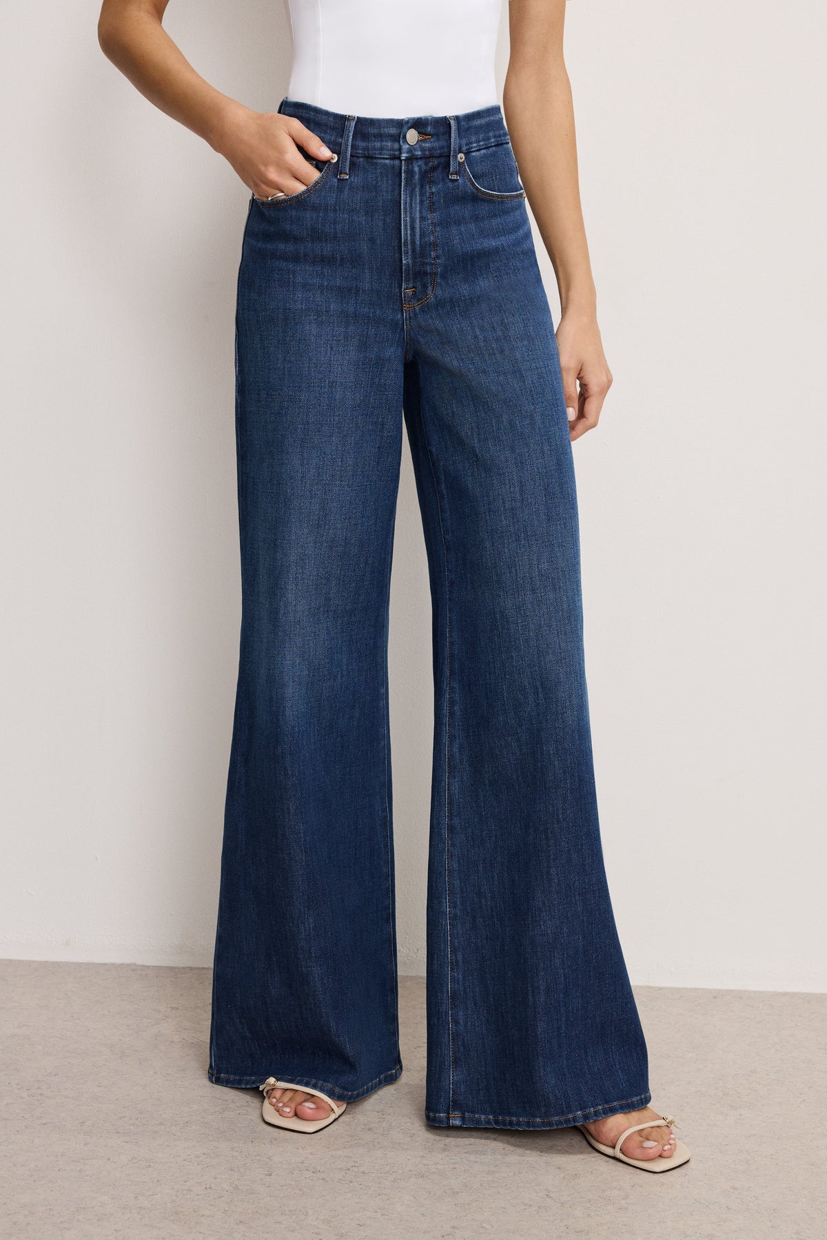 Luxury SOFT TECH GOOD WAIST PALAZZO JEANS INDIGO977