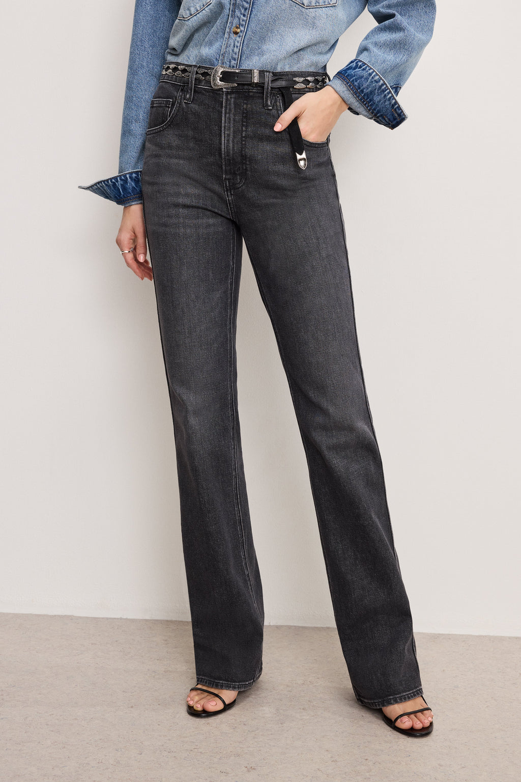 Luxury GOOD COWBOY BOOTCUT JEANS BLACK354