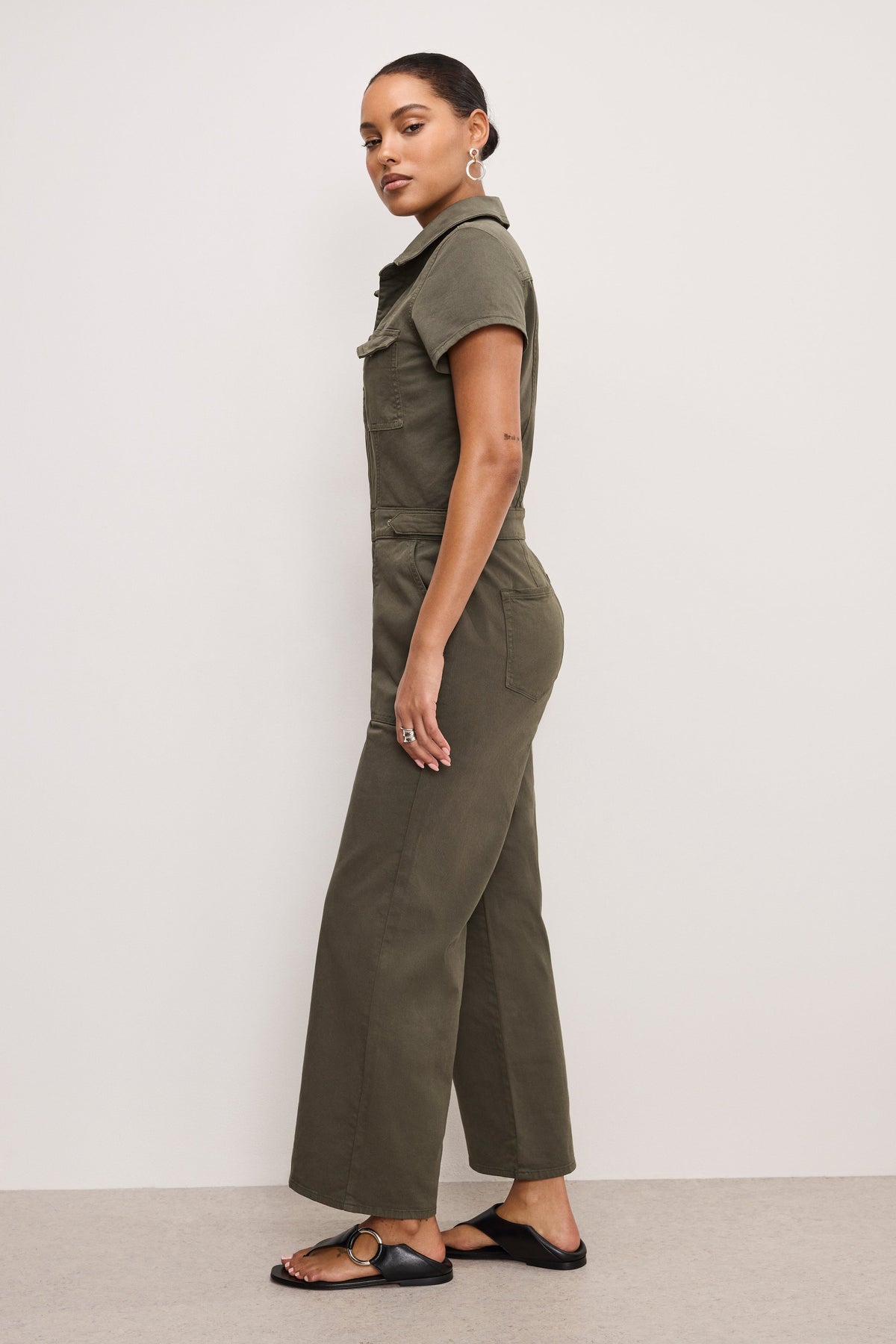 Luxury FIT FOR SUCCESS TWILL PALAZZO CROPPED JUMPSUIT FATIGUE001