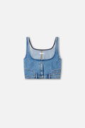 Luxury REWORKED DENIM VEST INDIGO1083