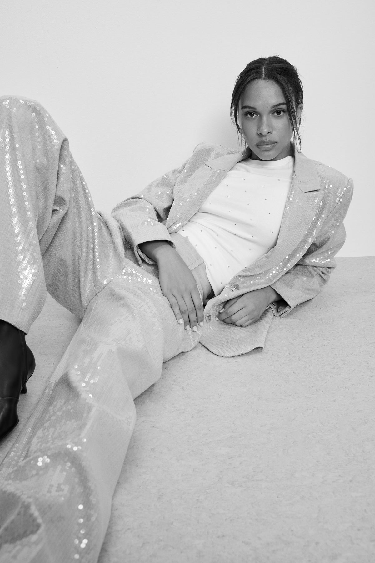 Luxury GOOD 90s SEQUIN TROUSERS HEATHER GREY001
