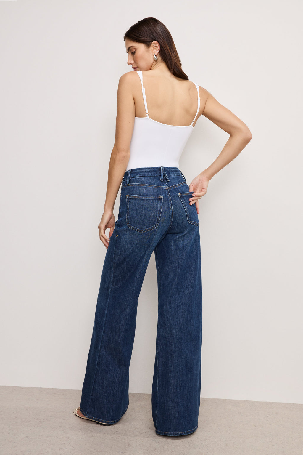 Luxury SOFT TECH GOOD WAIST PALAZZO JEANS INDIGO977