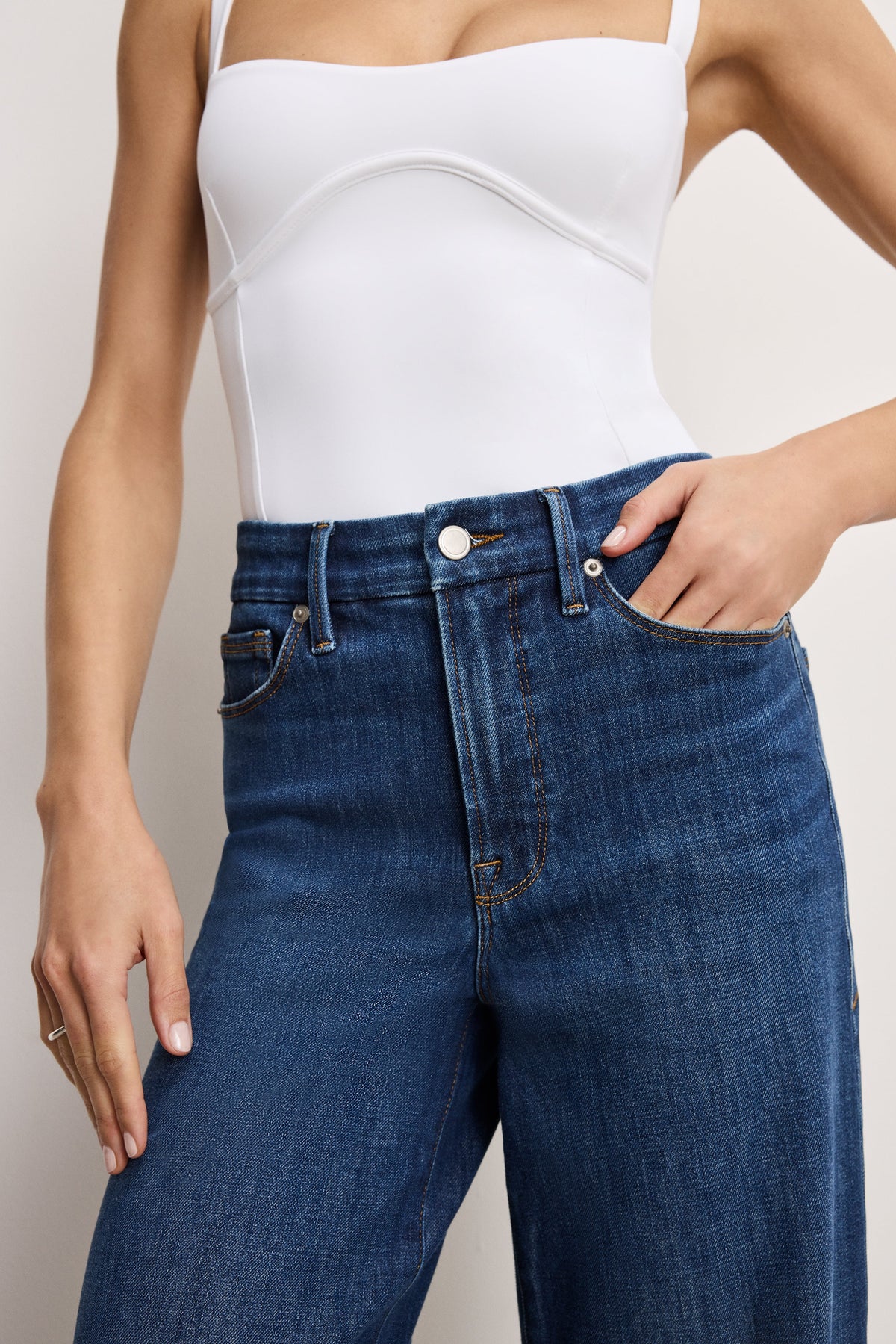 Luxury SOFT TECH GOOD WAIST PALAZZO JEANS INDIGO977