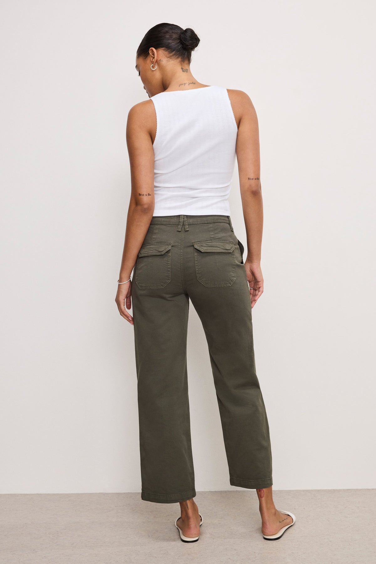 Luxury CARGO CROPPED TWILL PANTS FATIGUE001