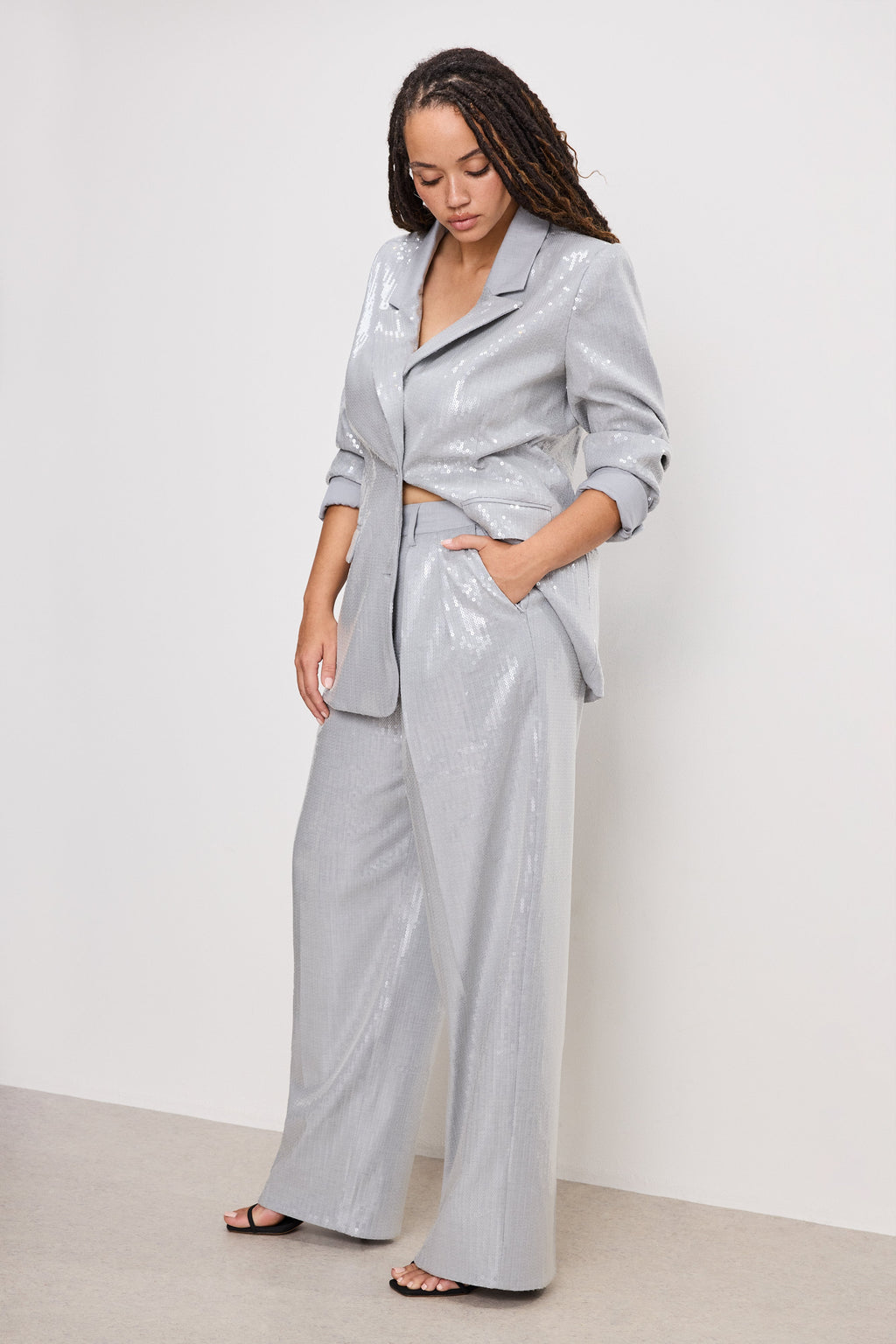 Luxury GOOD 90s SEQUIN TROUSERS HEATHER GREY001
