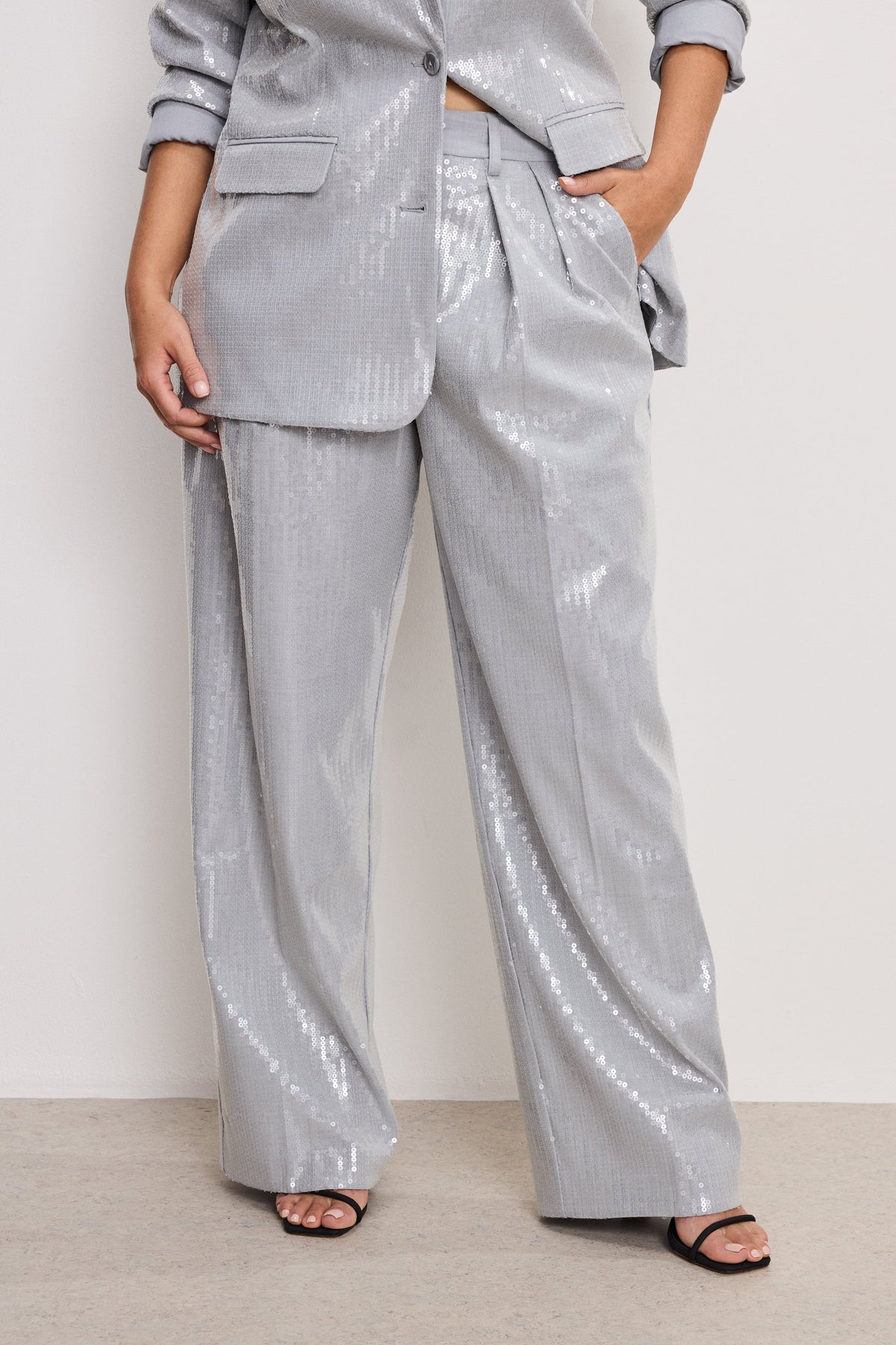Luxury GOOD 90s SEQUIN TROUSERS HEATHER GREY001