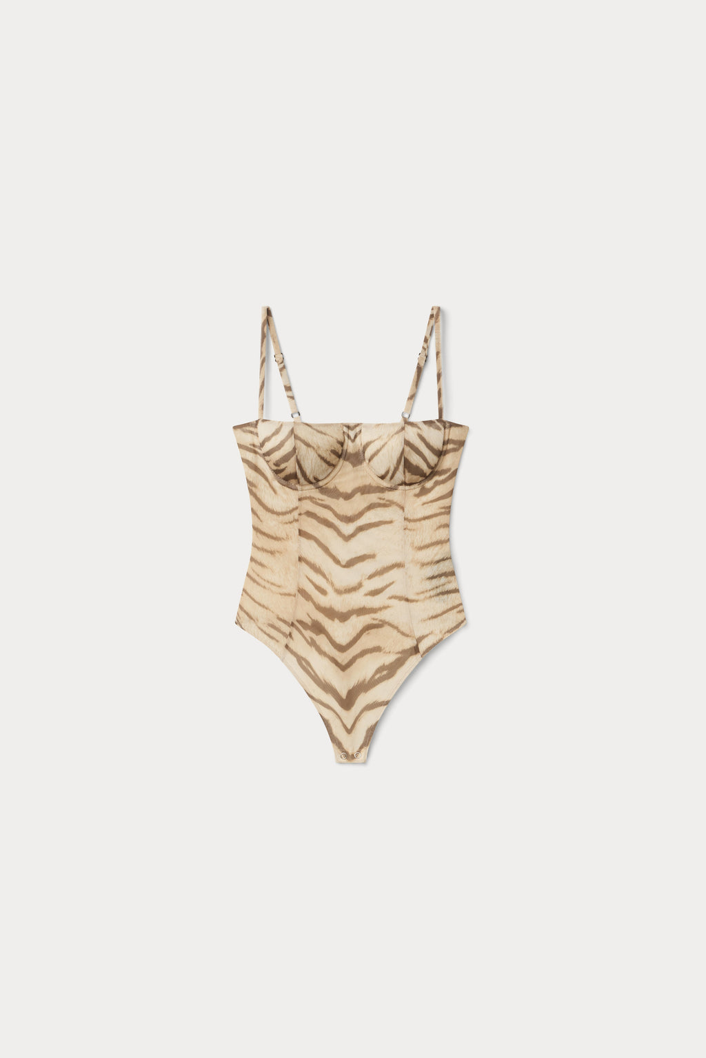 Luxury MESH BUSTIER BODYSUIT BROWN TIGER