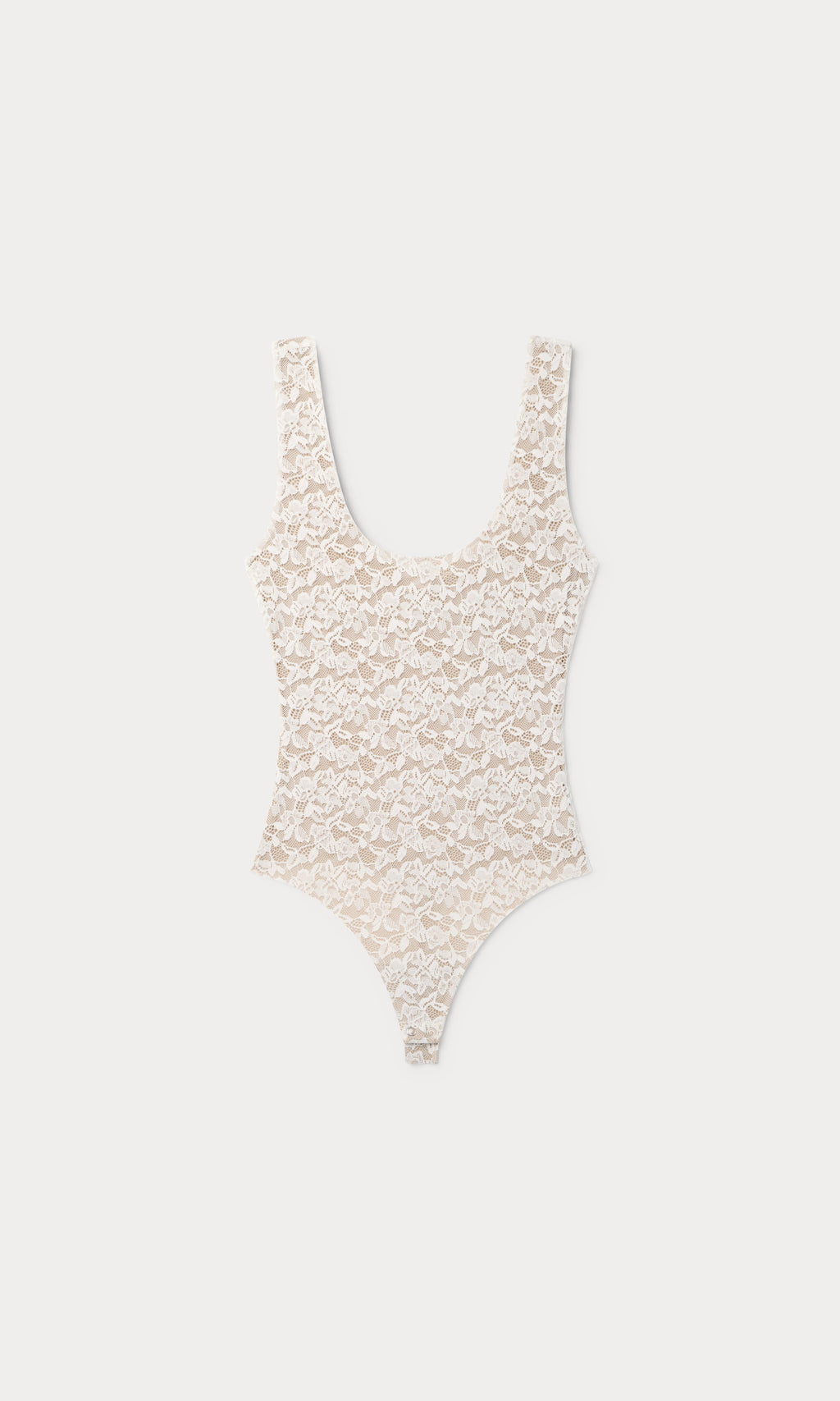 Luxury STRETCH LACE SCOOP TANK BODYSUIT CHALK