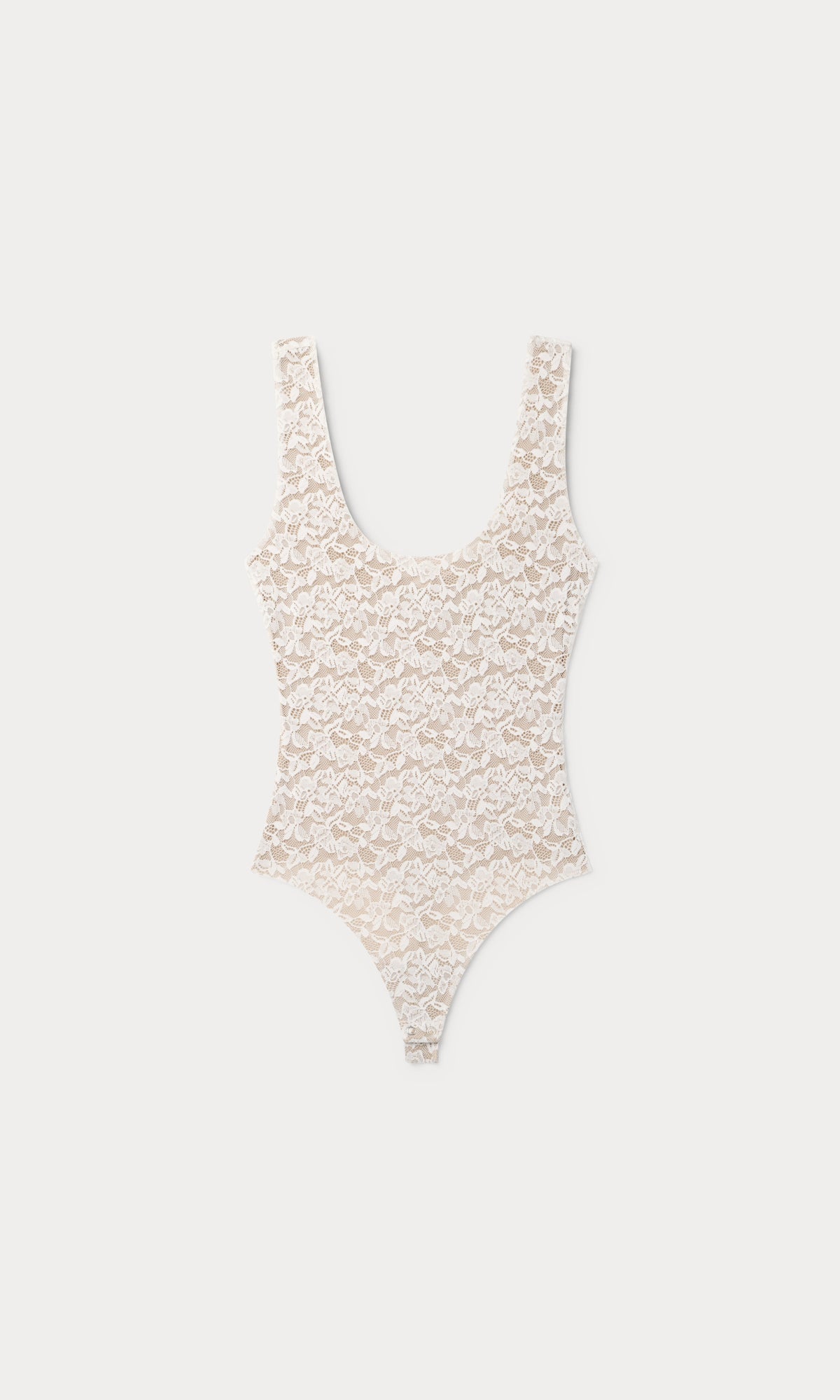 Luxury STRETCH LACE SCOOP TANK BODYSUIT CHALK