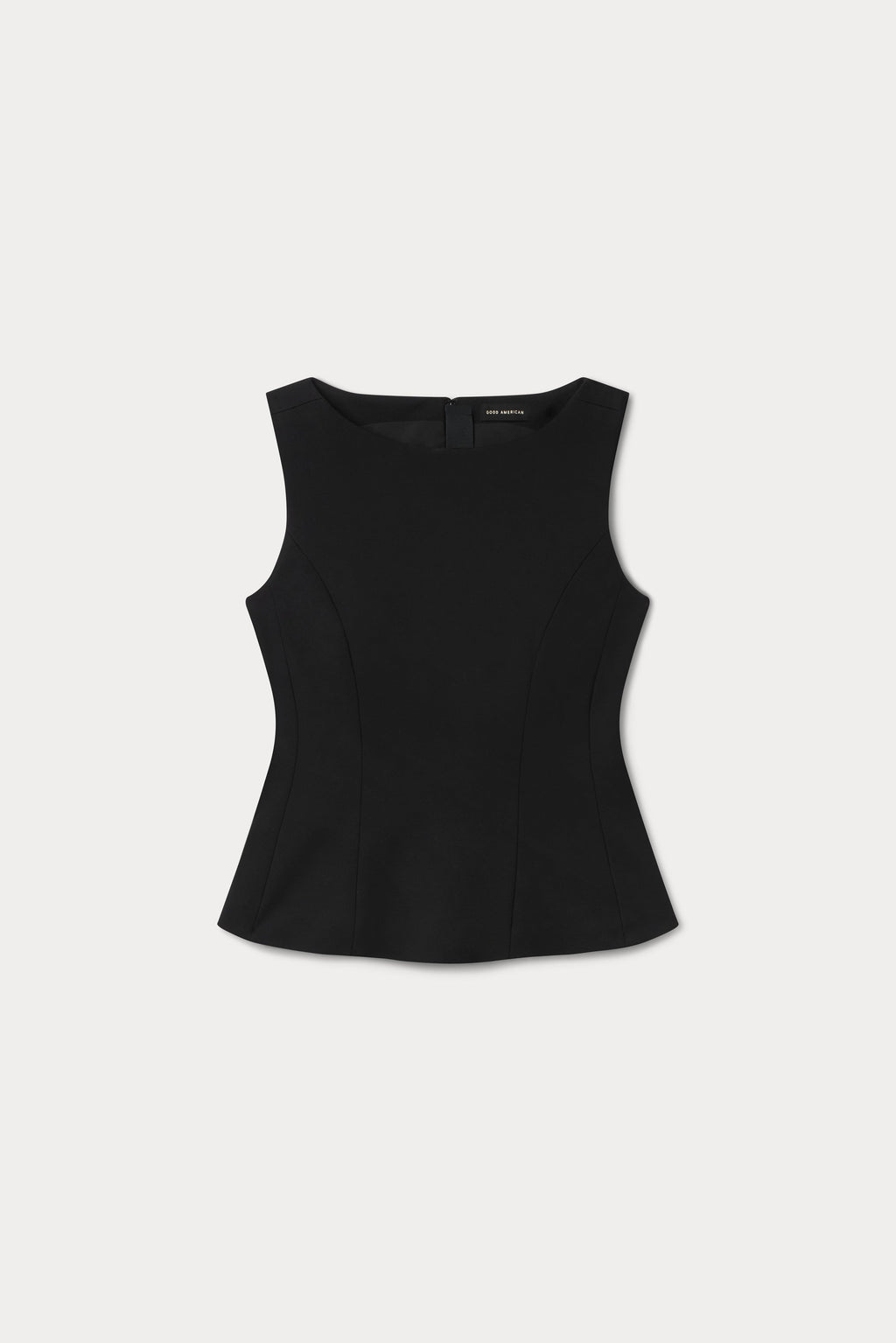 Luxury SOFT STRETCH PONTE STRAIGHT NECK TOP BLACK001