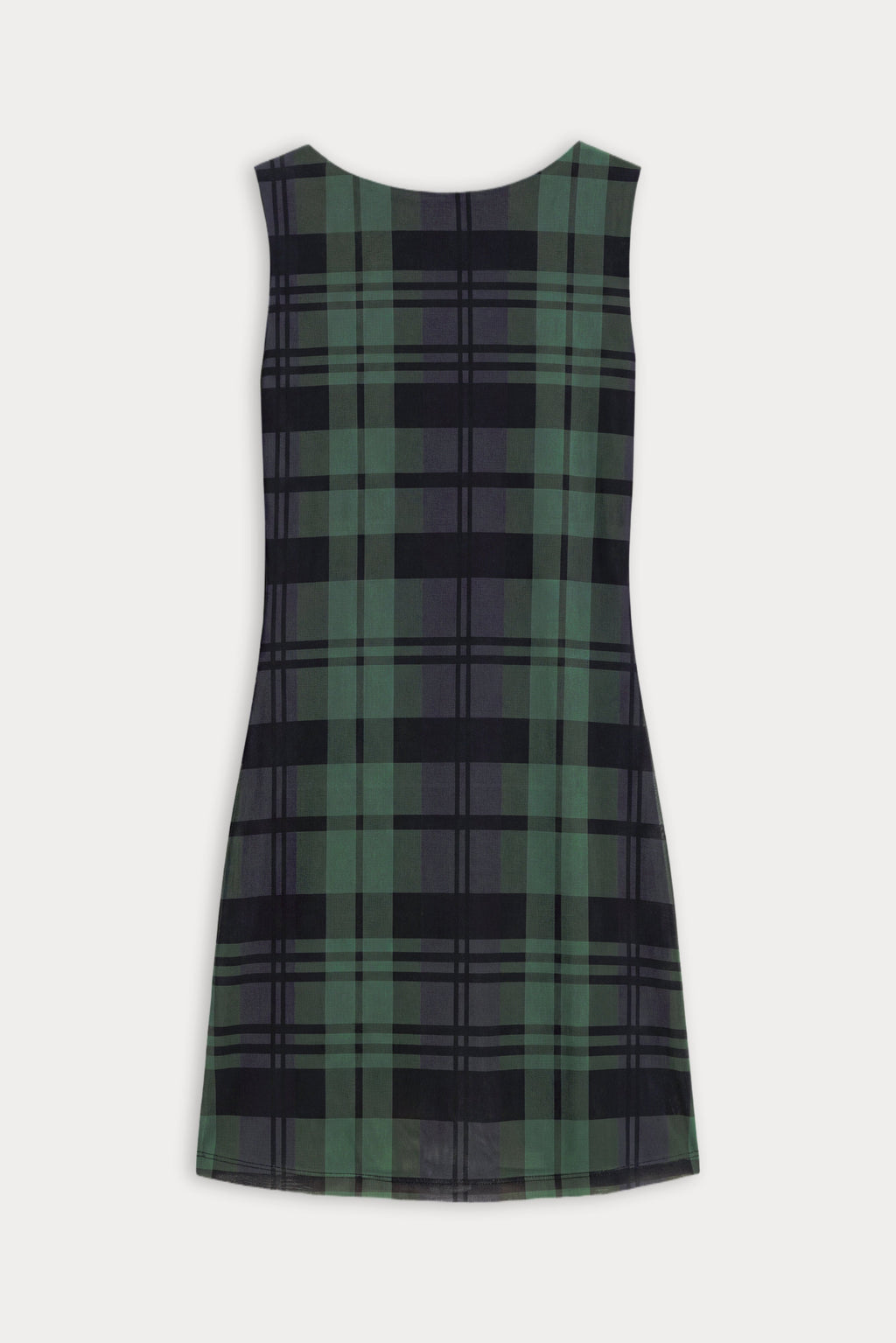 Luxury THE MESH MINI DRESS NAVY AND GREEN PLAID