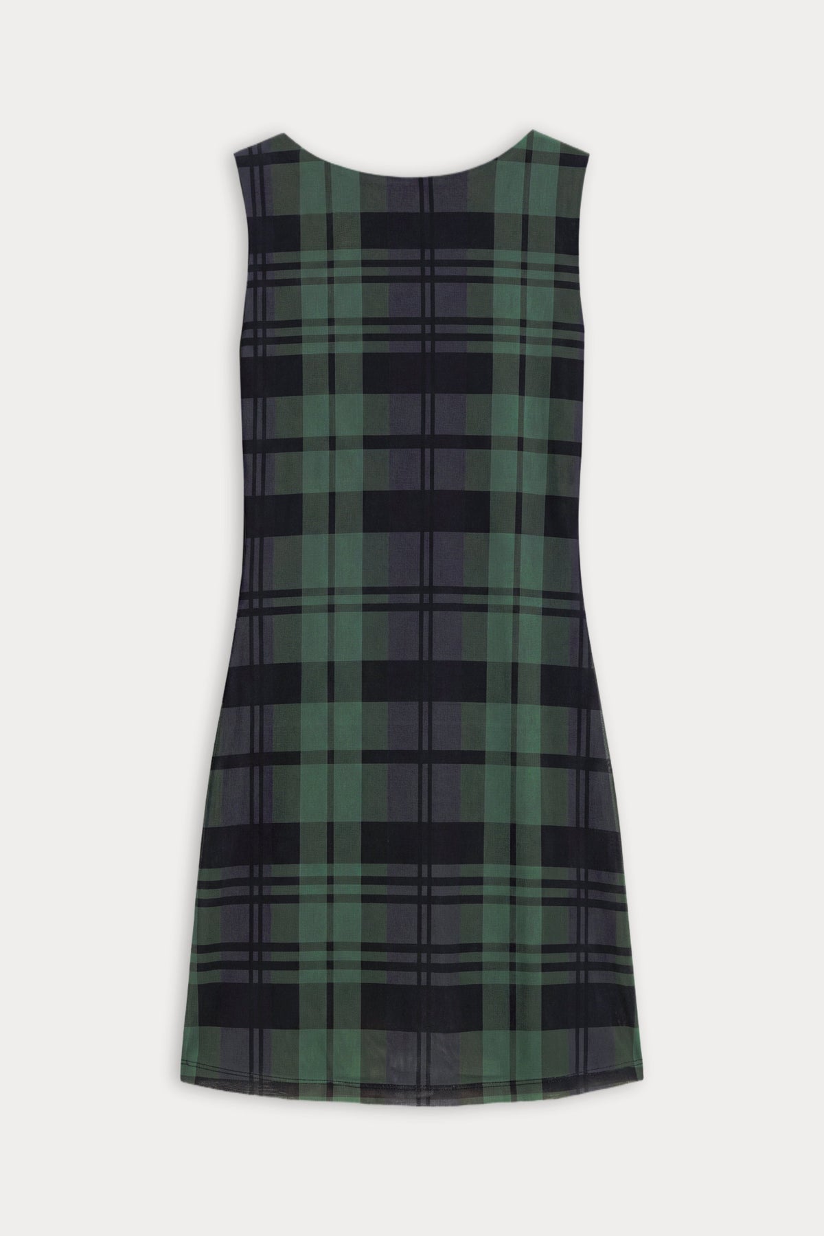 Luxury THE MESH MINI DRESS NAVY AND GREEN PLAID