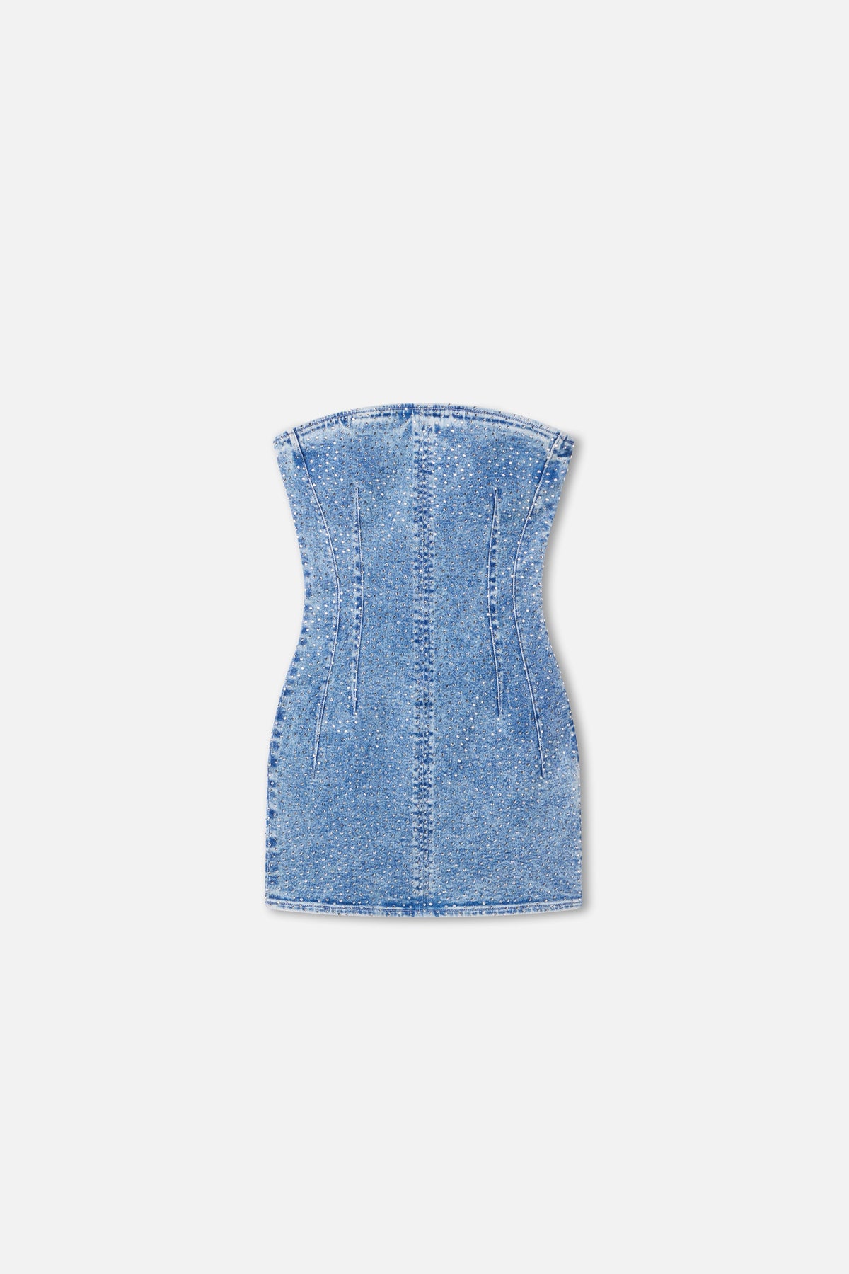 Luxury CRYSTAL STRAPLESS MINI DRESS INDIGO1097