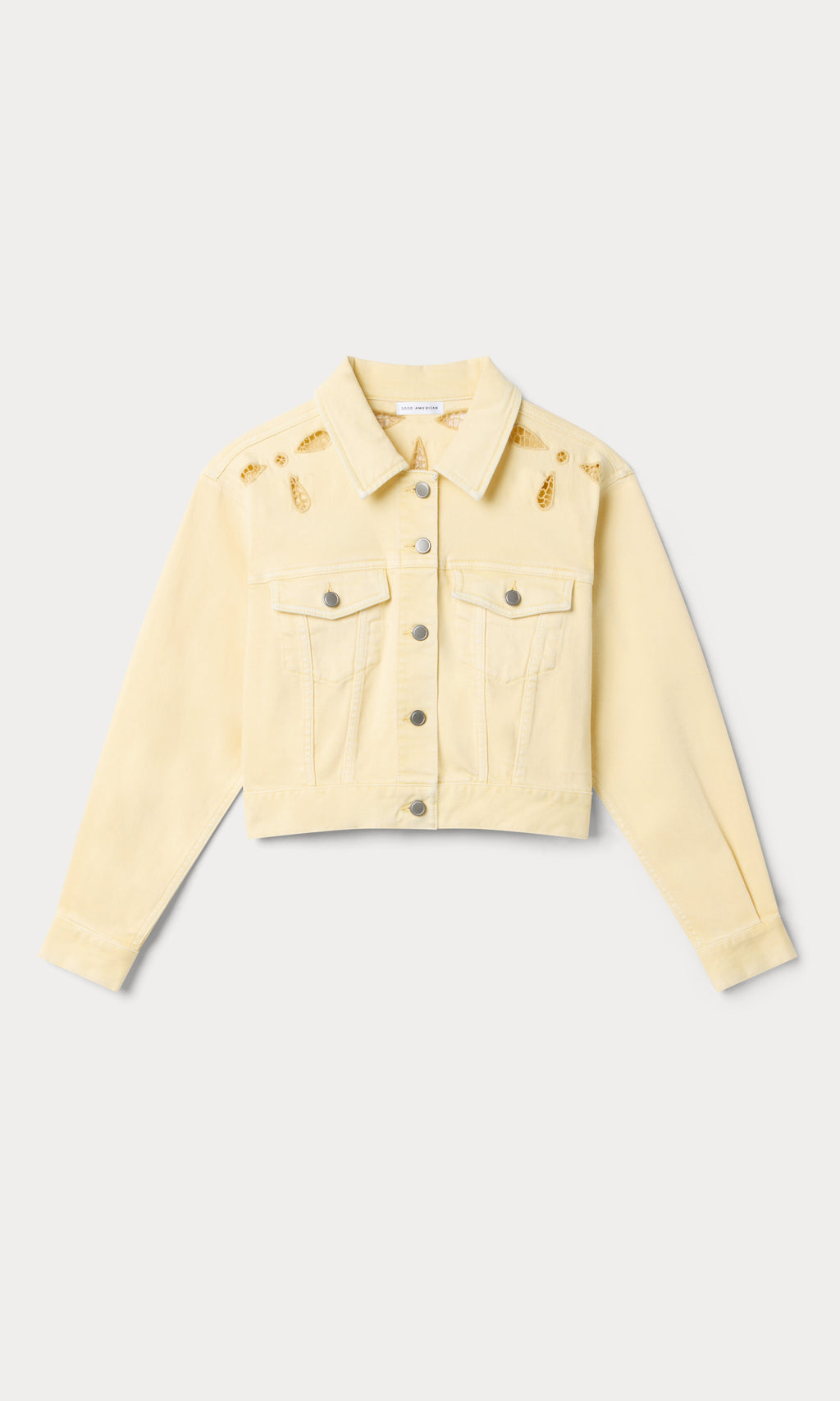Luxury ESSENTIAL CROP DENIM JACKET EMBROIDERED ANISE YELLOW