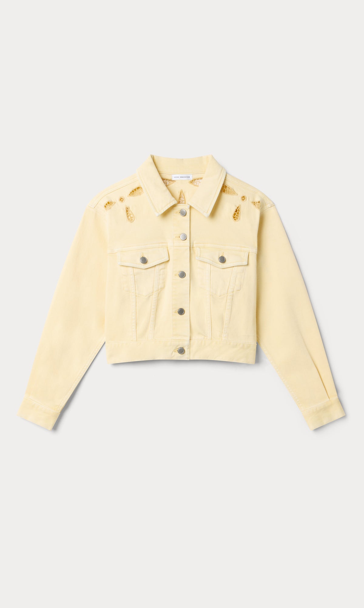 Luxury ESSENTIAL CROP DENIM JACKET EMBROIDERED ANISE YELLOW