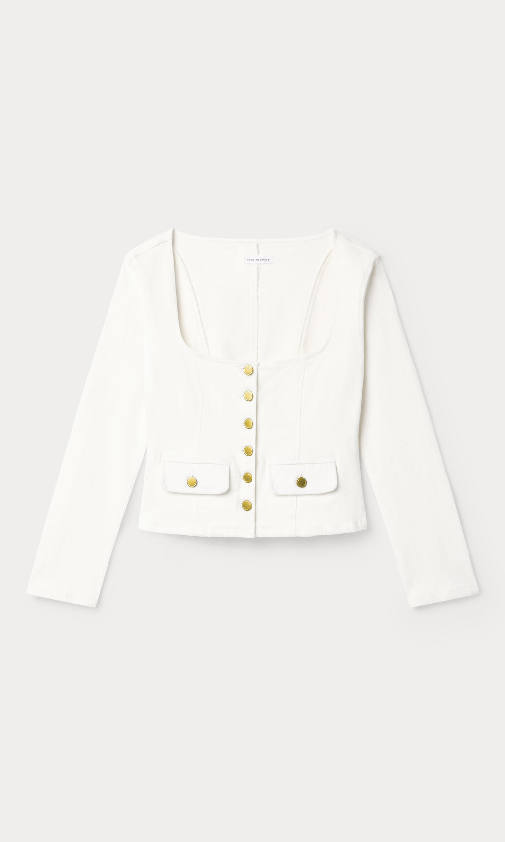 Luxury DENIM FITTED BUTTON FRONT JACKET COTTON WHITE
