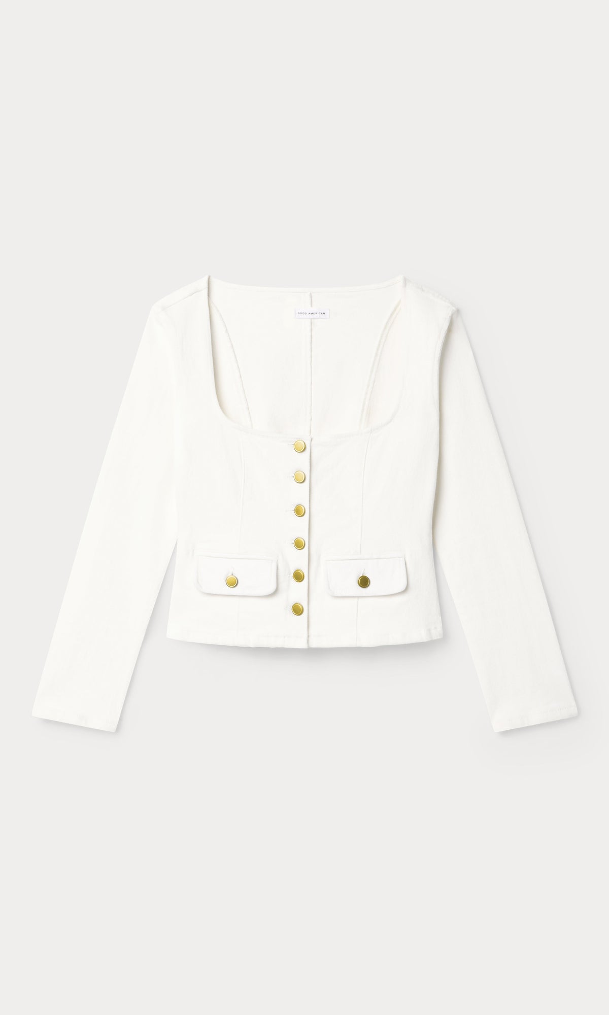 Luxury DENIM FITTED BUTTON FRONT JACKET COTTON WHITE