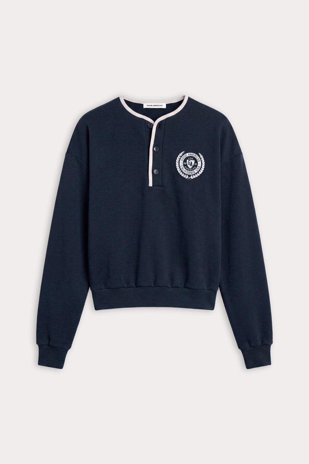 Luxury THE BRUSHED FLEECE HENLEY NEW NAVY