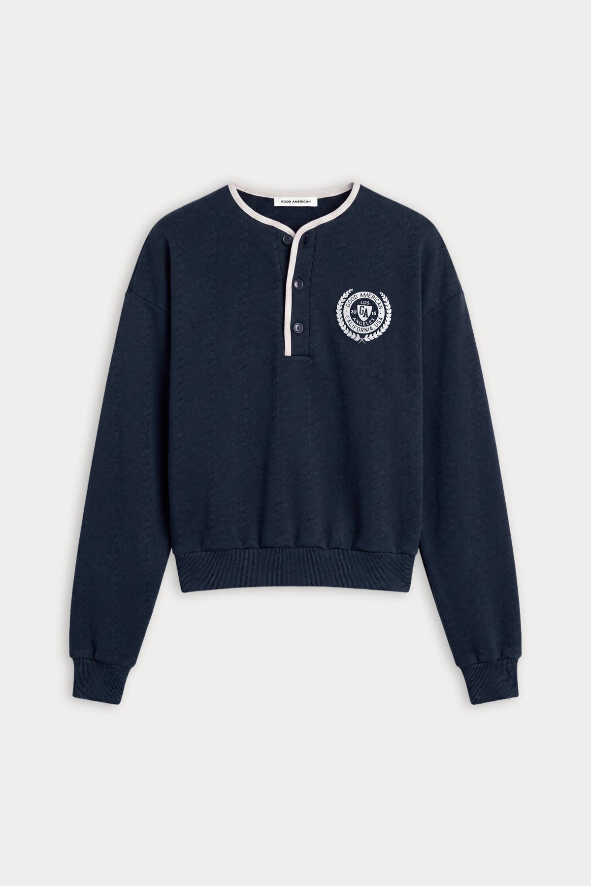 Luxury THE BRUSHED FLEECE HENLEY NEW NAVY