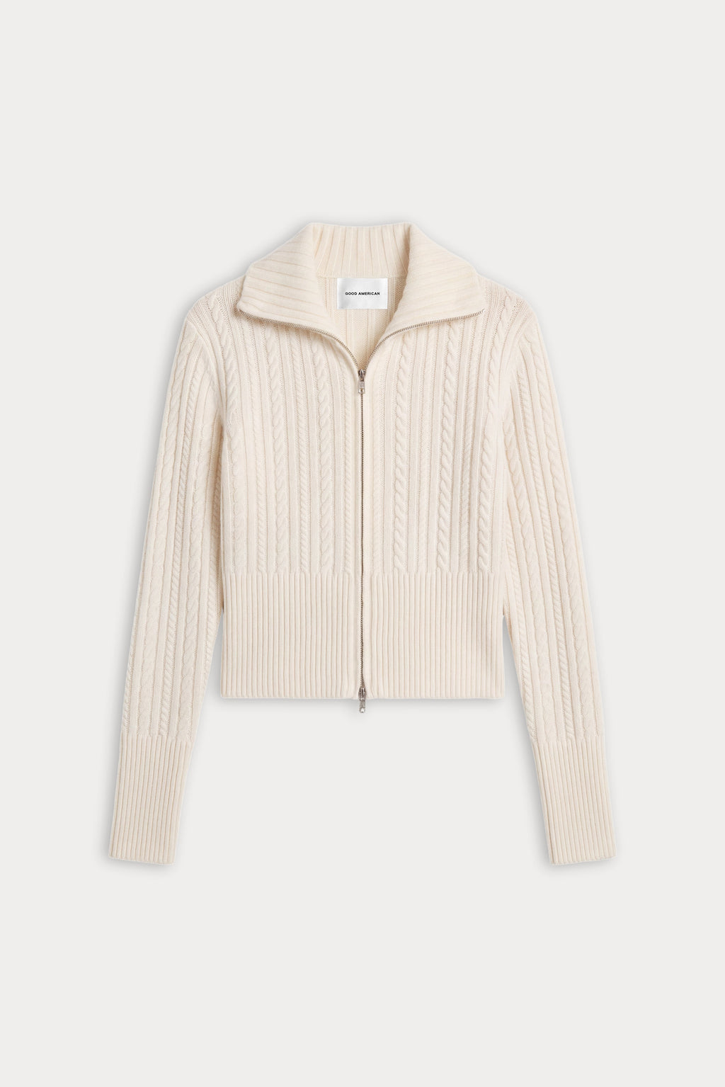 Luxury THE CABLE ZIP UP CHALK