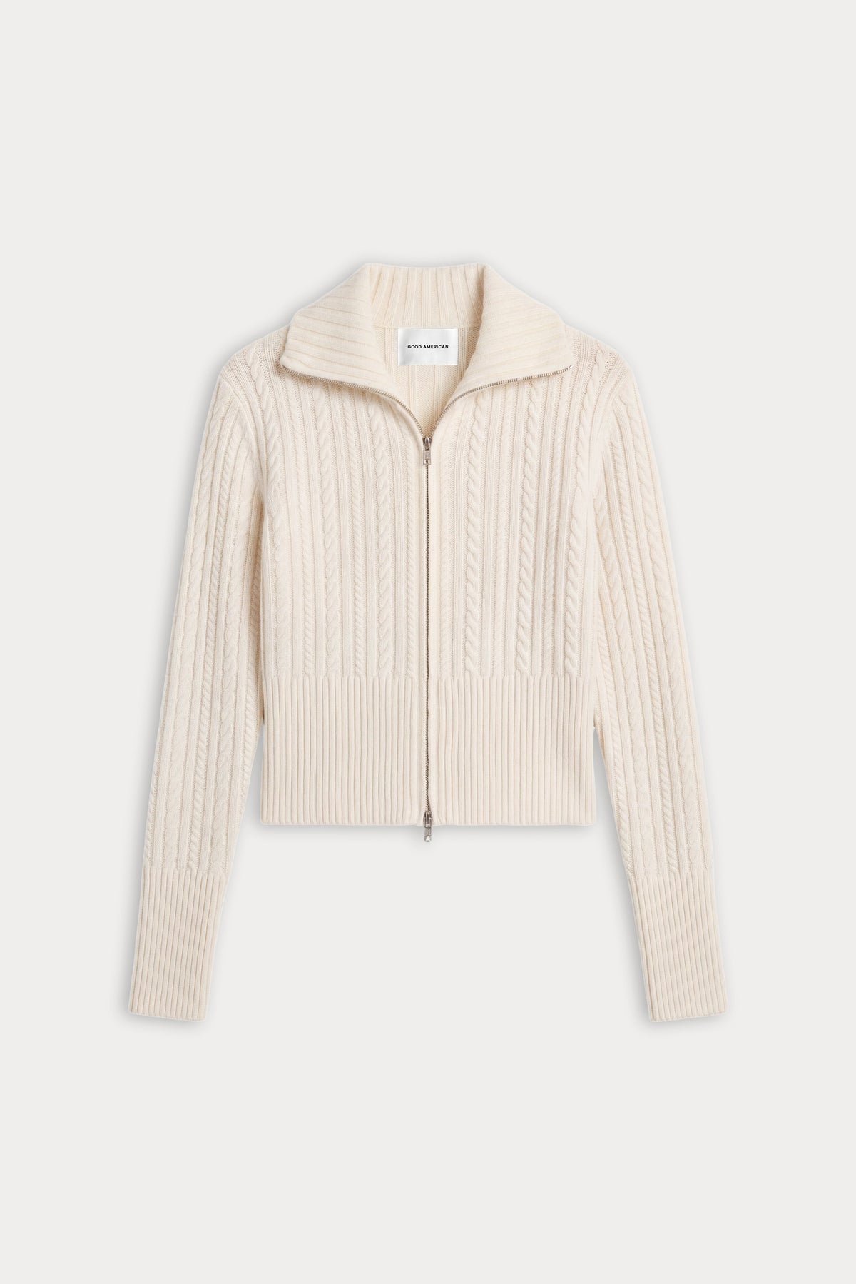 Luxury THE CABLE ZIP UP CHALK