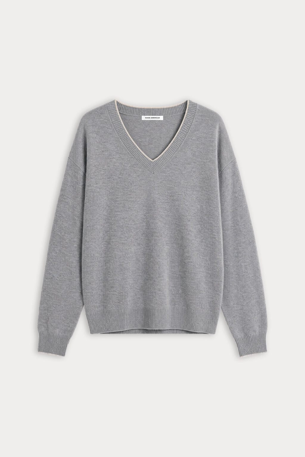 Luxury THE COZY V NECK SWEATER HEATHER GREY001